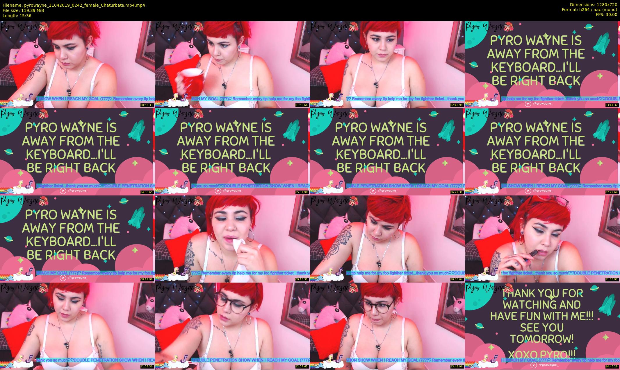 pyrowayne — 16 minute Chaturbate female cam show recording, 720p, Apr 11, 2019