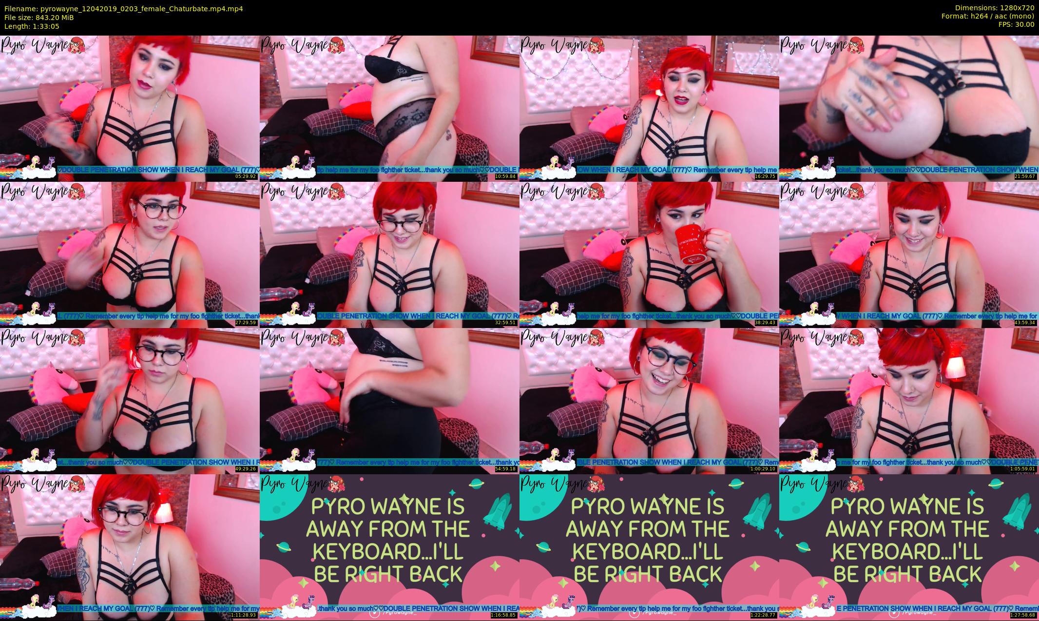 pyrowayne — 94 minute Chaturbate female cam show recording, 720p, Apr 12, 2019