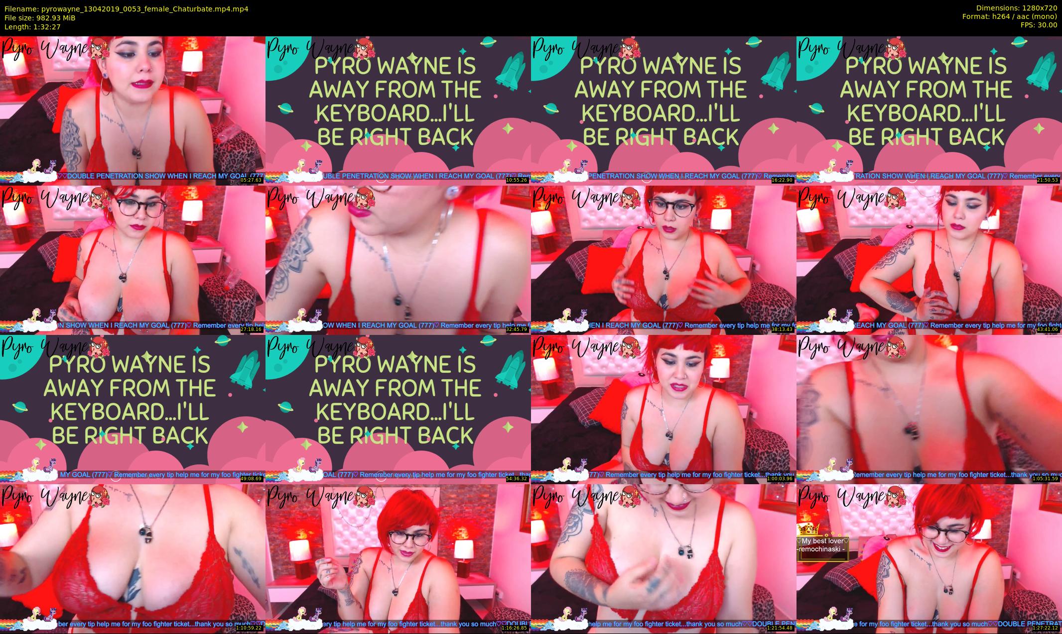 pyrowayne — 93 minute Chaturbate female cam show recording, 720p, Apr 13, 2019
