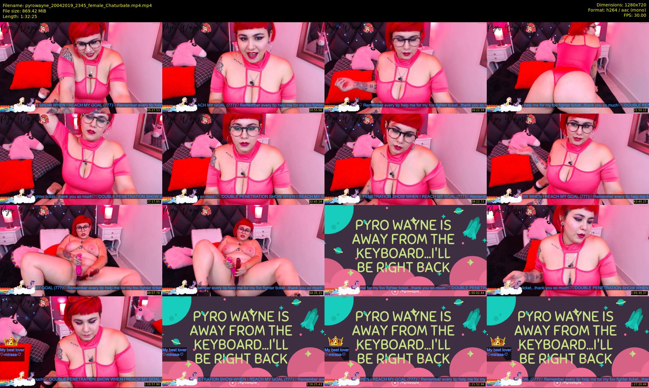 pyrowayne — 93 minute Chaturbate female cam show recording, 720p, Apr 20, 2019