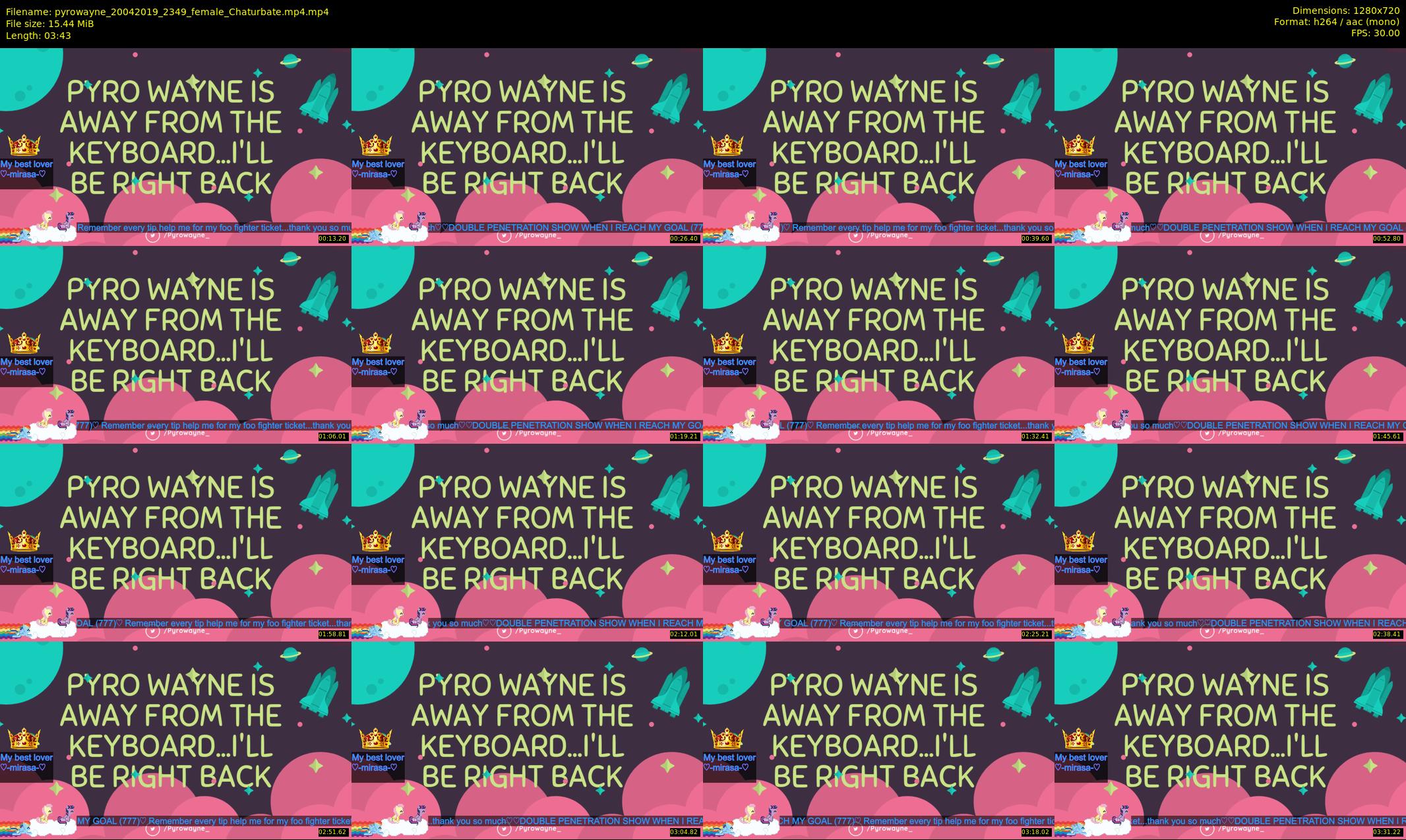 pyrowayne — 4 minute Chaturbate female cam show recording, 720p, Apr 20, 2019