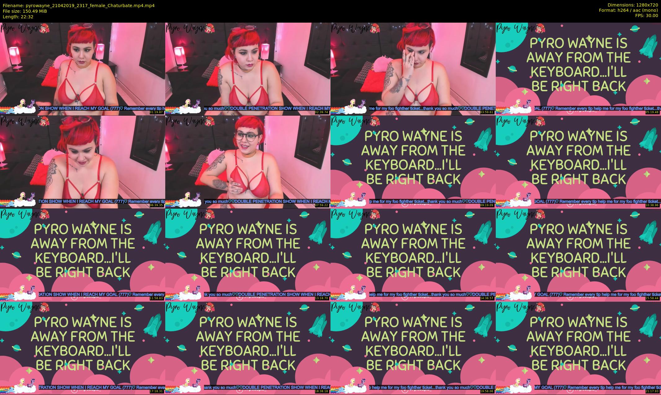 pyrowayne — 23 minute Chaturbate female cam show recording, 720p, Apr 21, 2019