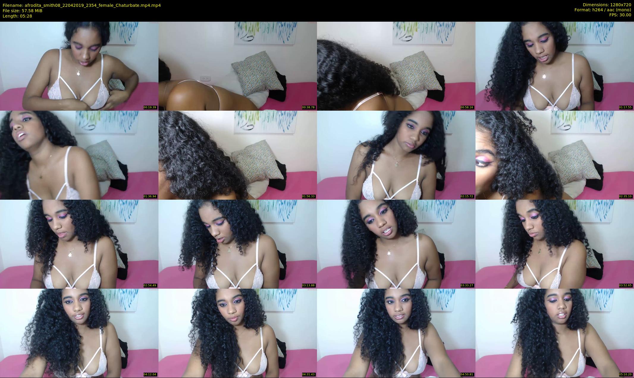 afrodita_smith08 — 6 minute Chaturbate female cam show recording, 720p, Apr 22, 2019