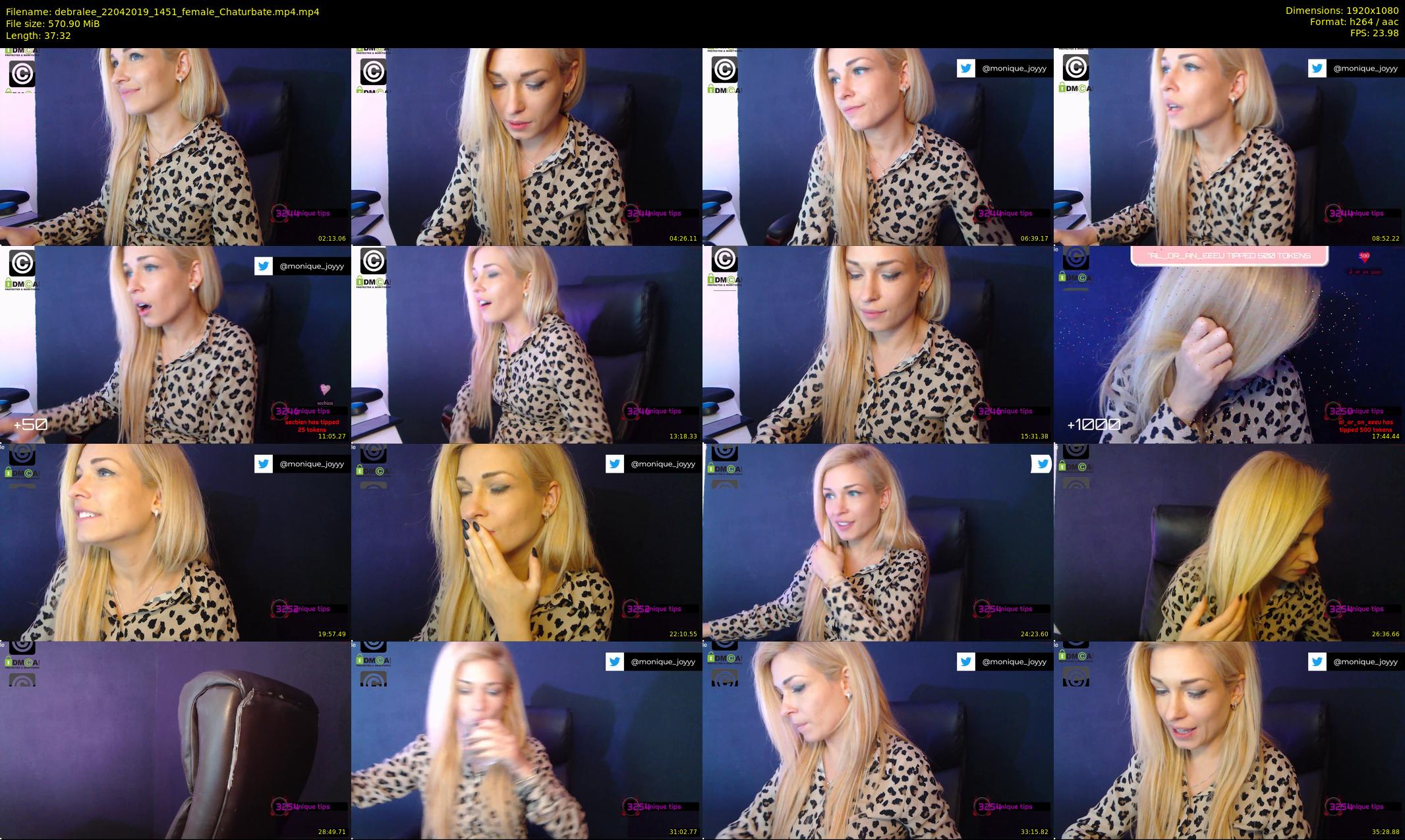 debralee — 38 minute Chaturbate female cam show recording, 1080p, Apr 22, 2019