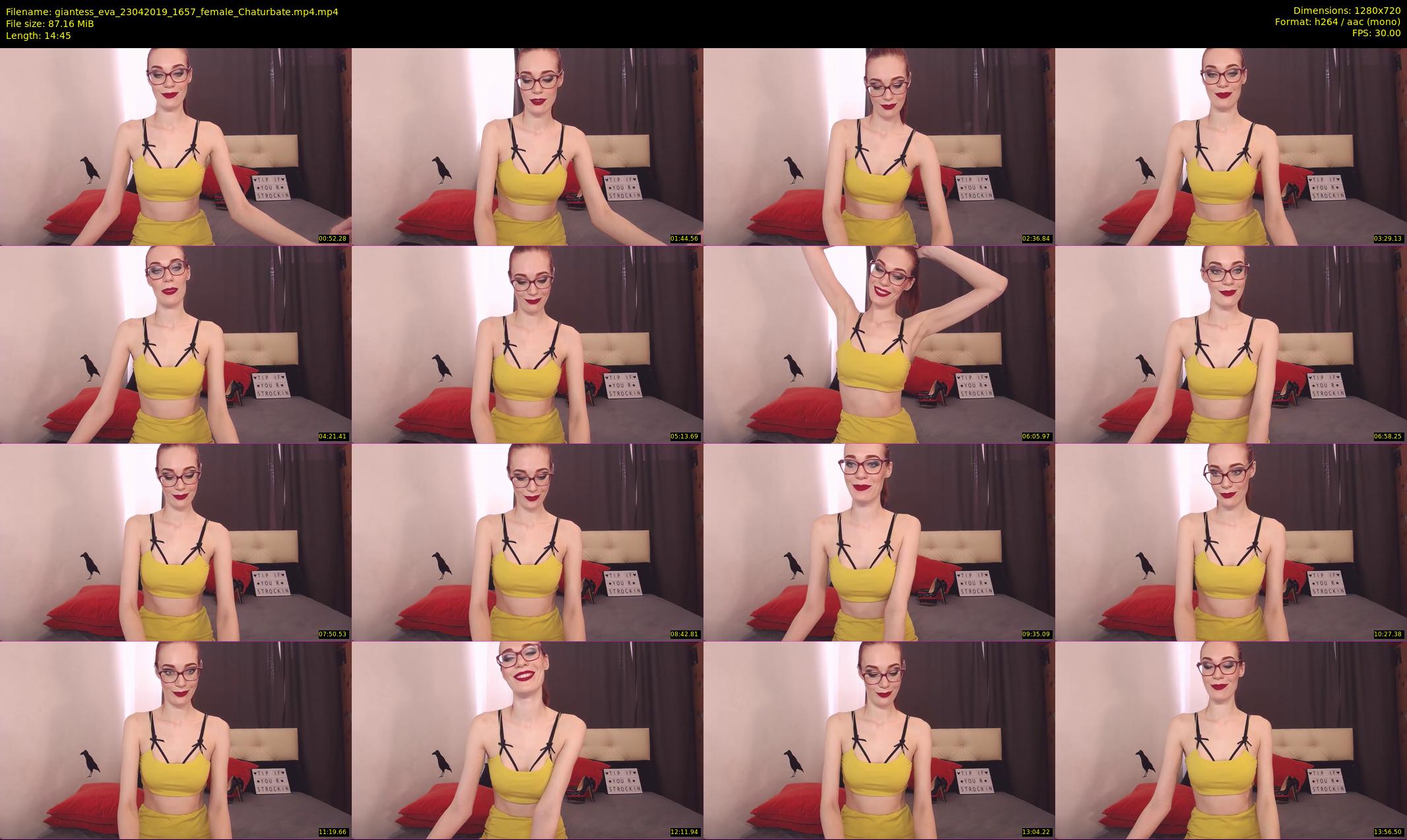 giantess_eva — 15 minute Chaturbate female cam show recording, 720p, Apr 23, 2019