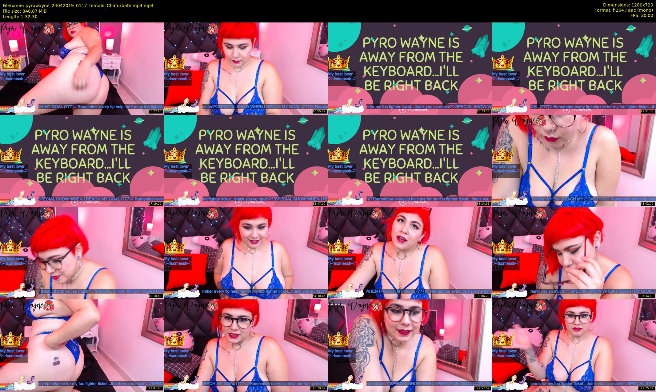 pyrowayne — 93 minute Chaturbate female cam show recording, 720p, Apr 24, 2019