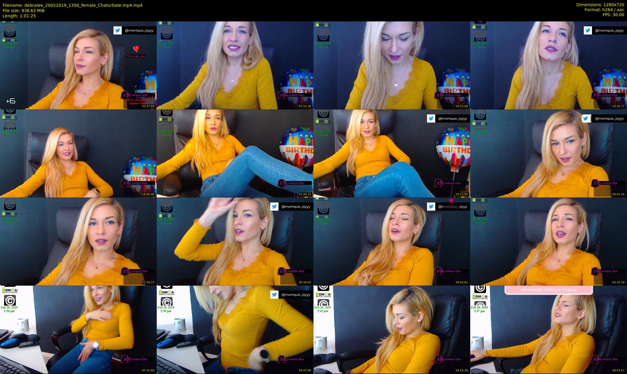 debralee — 62 minute Chaturbate female cam show recording, 720p, Feb 20, 2019