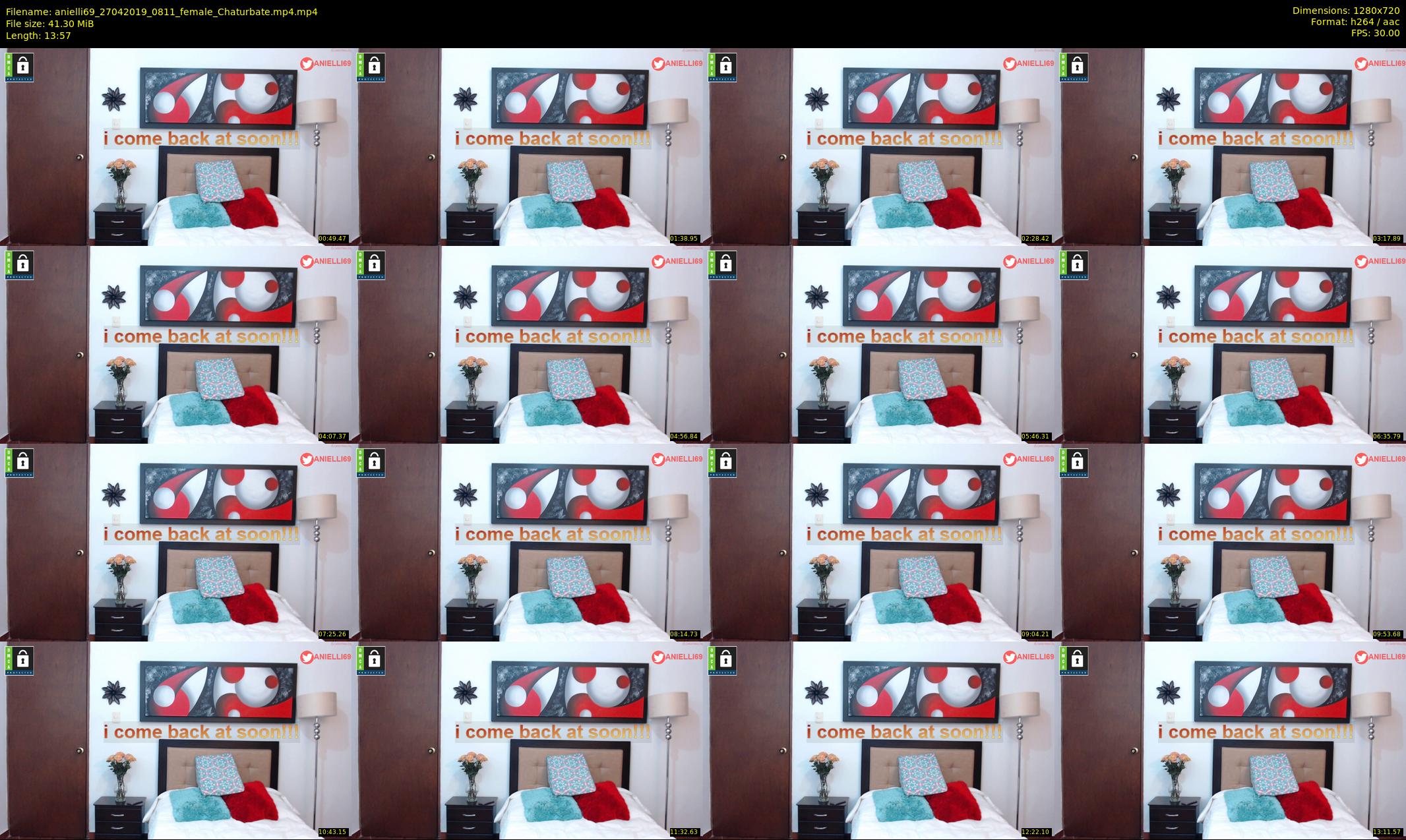 anielli69 — 14 minute Chaturbate female cam show recording, 720p, Apr 27, 2019