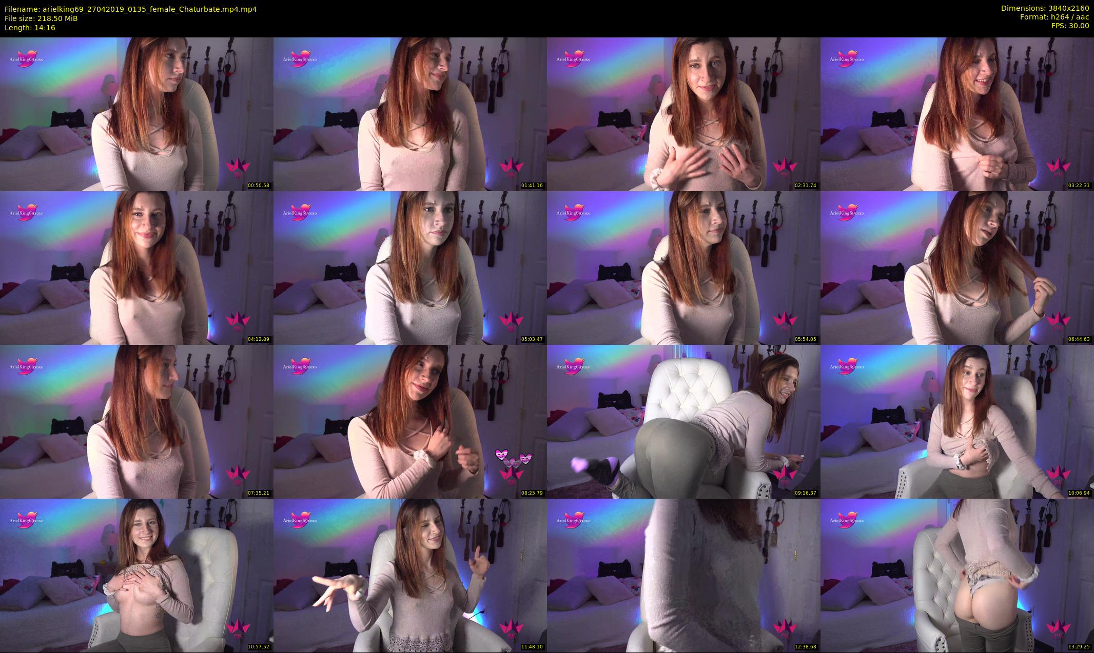 arielking69 — 15 minute Chaturbate female cam show recording, 4K, Apr 27, 2019