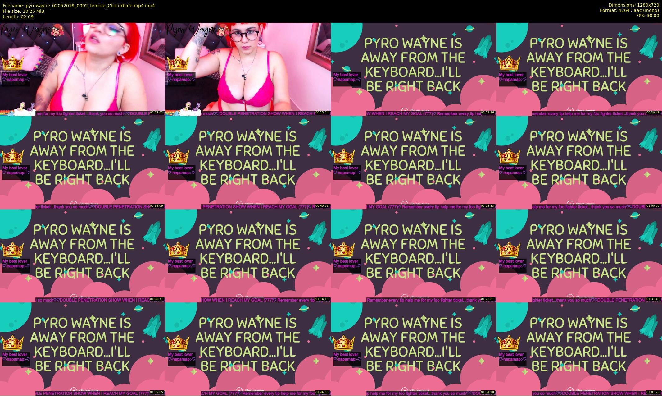 pyrowayne — 3 minute Chaturbate female cam show recording, 720p, May 2, 2019