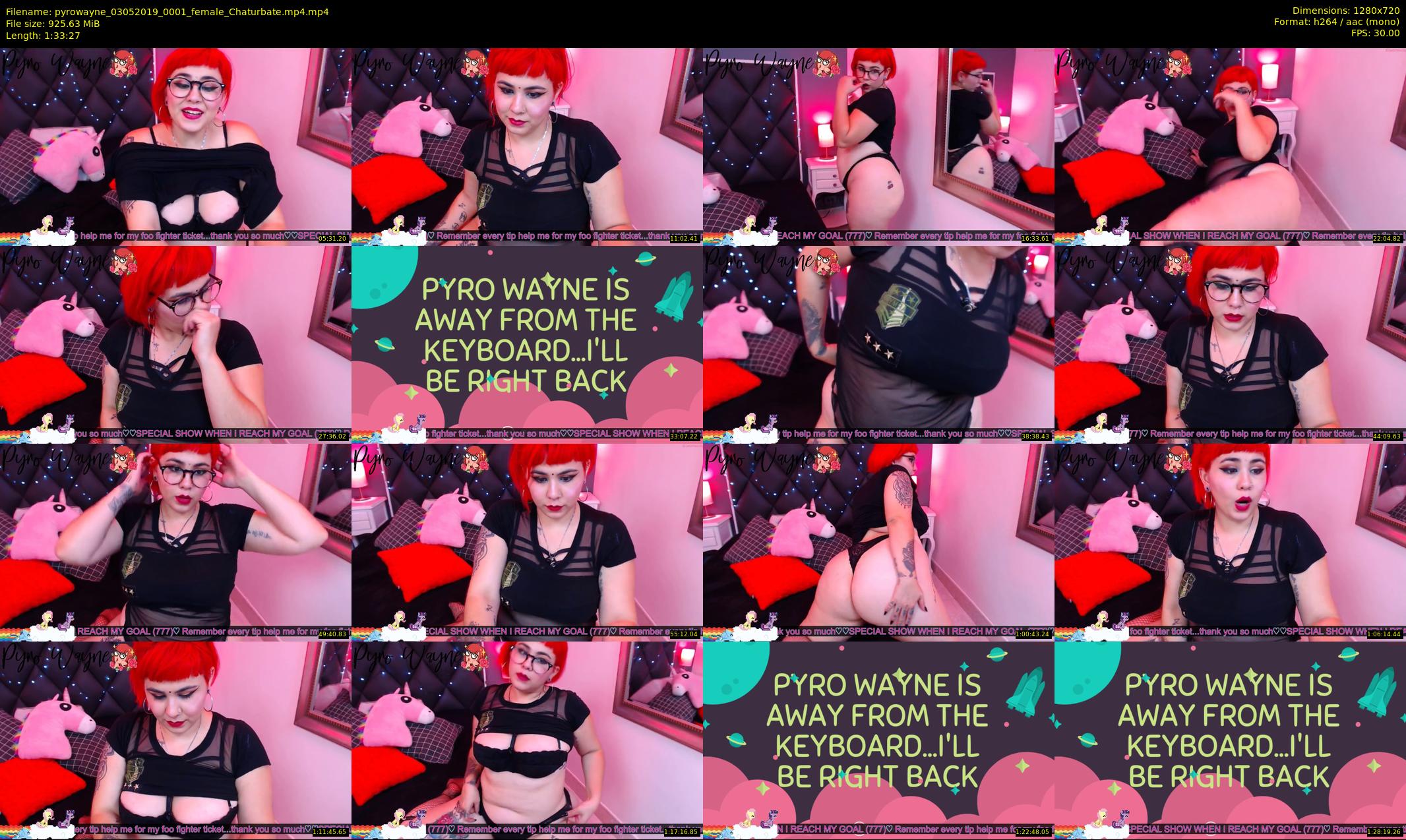 pyrowayne — 94 minute Chaturbate female cam show recording, 720p, May 3, 2019