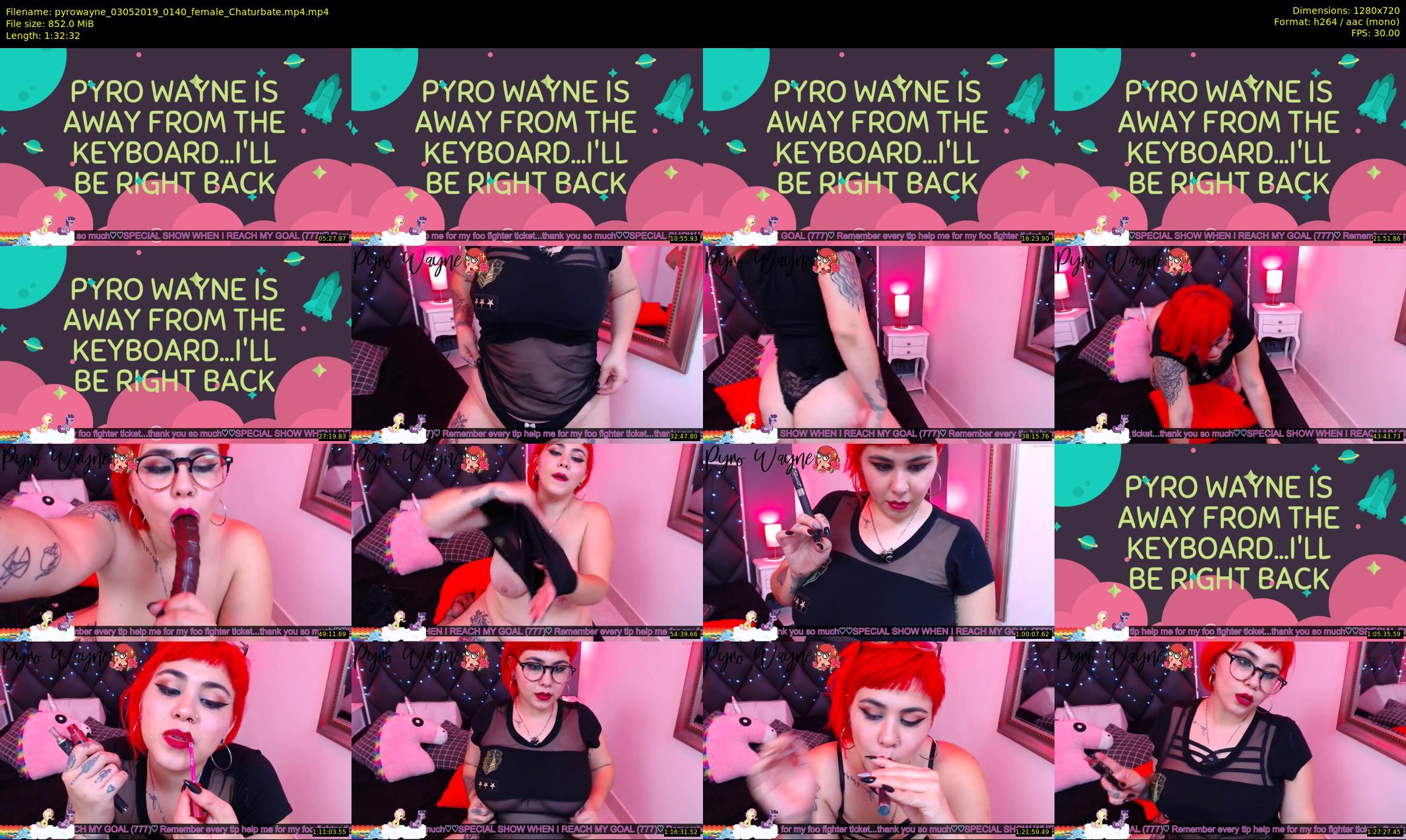 pyrowayne — 93 minute Chaturbate female cam show recording, 720p, May 3, 2019