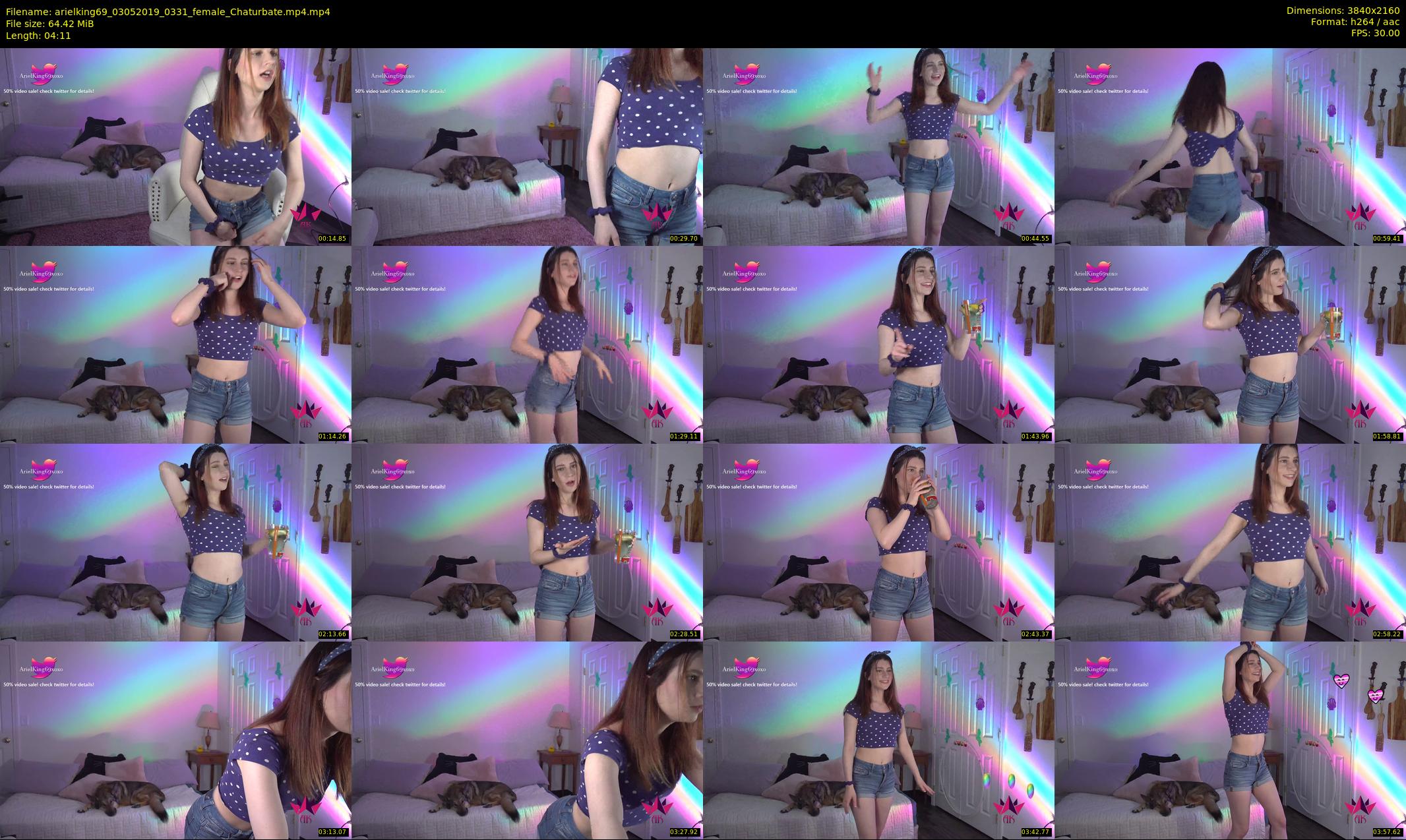 arielking69 — 5 minute Chaturbate female cam show recording, 4K, May 3, 2019