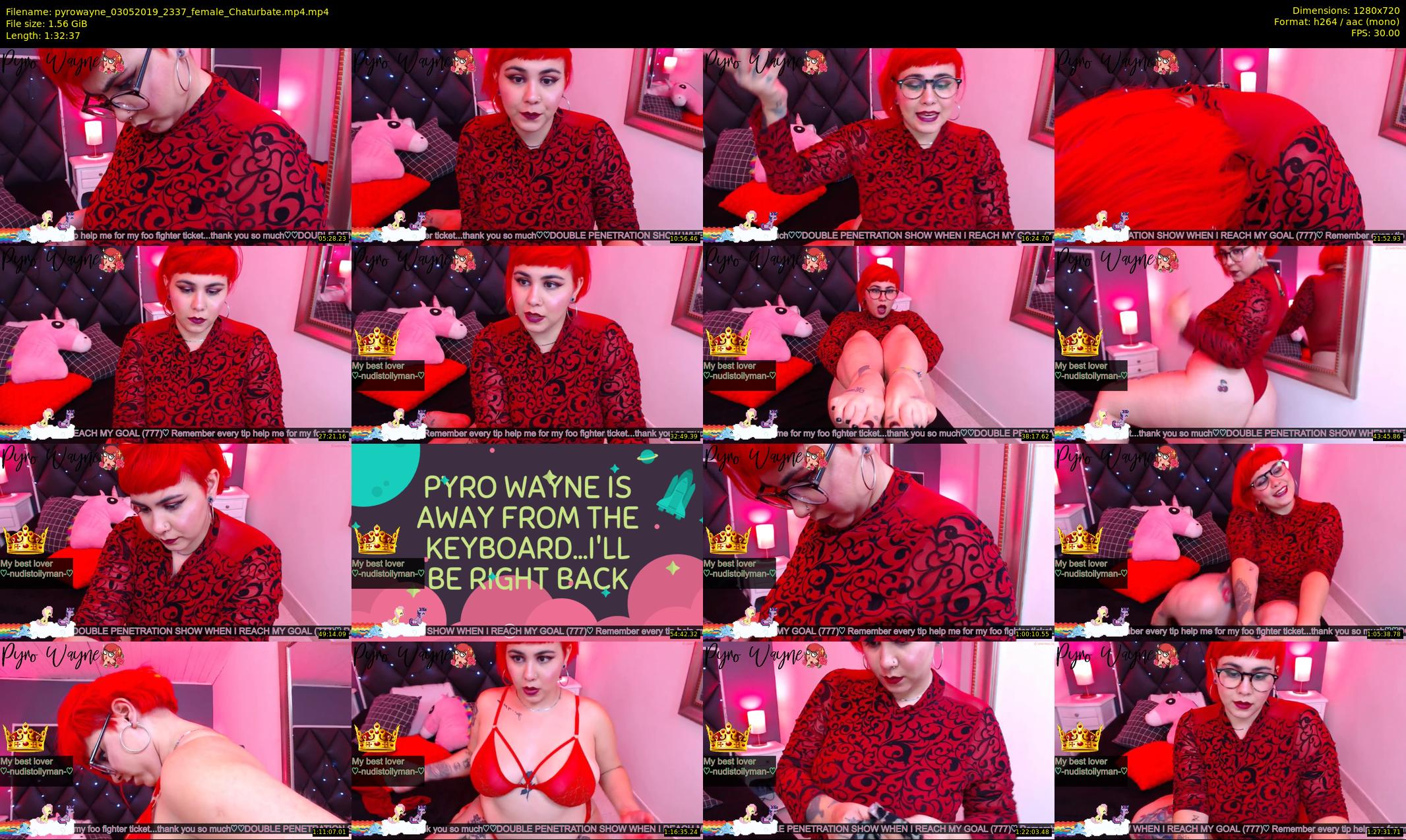 pyrowayne — 93 minute Chaturbate female cam show recording, 720p, May 3, 2019