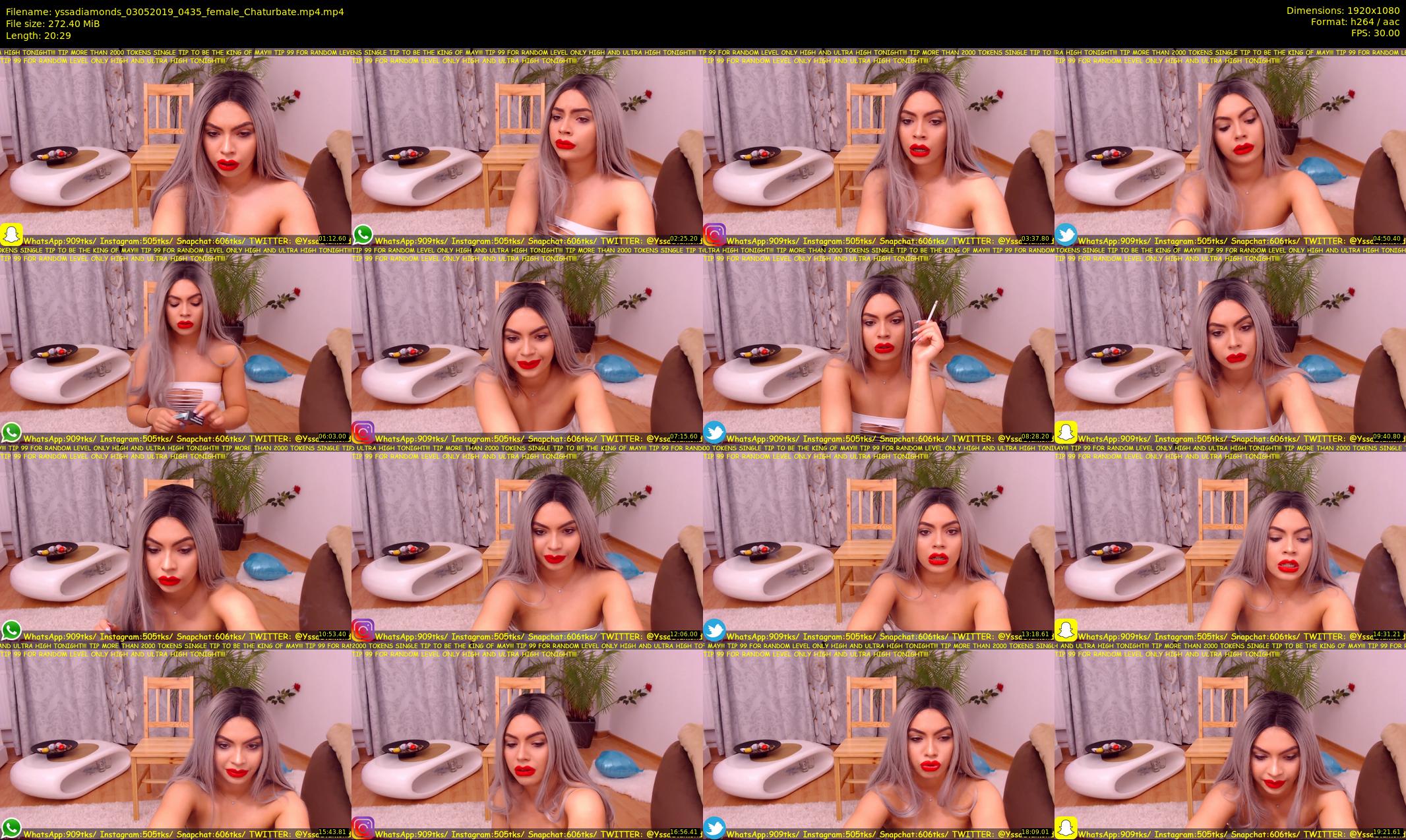 yssadiamonds — 21 minute Chaturbate female cam show recording, 1080p, May 3, 2019