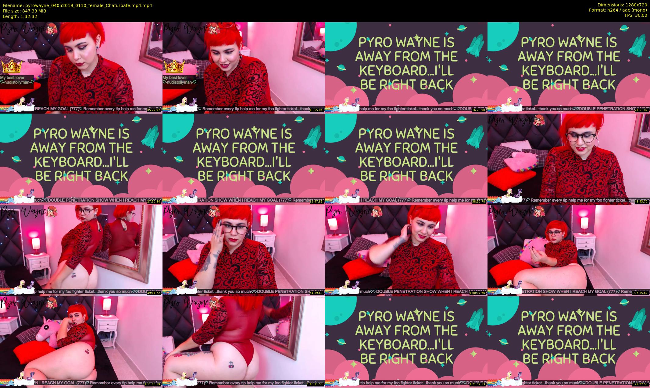 pyrowayne — 93 minute Chaturbate female cam show recording, 720p, May 4, 2019