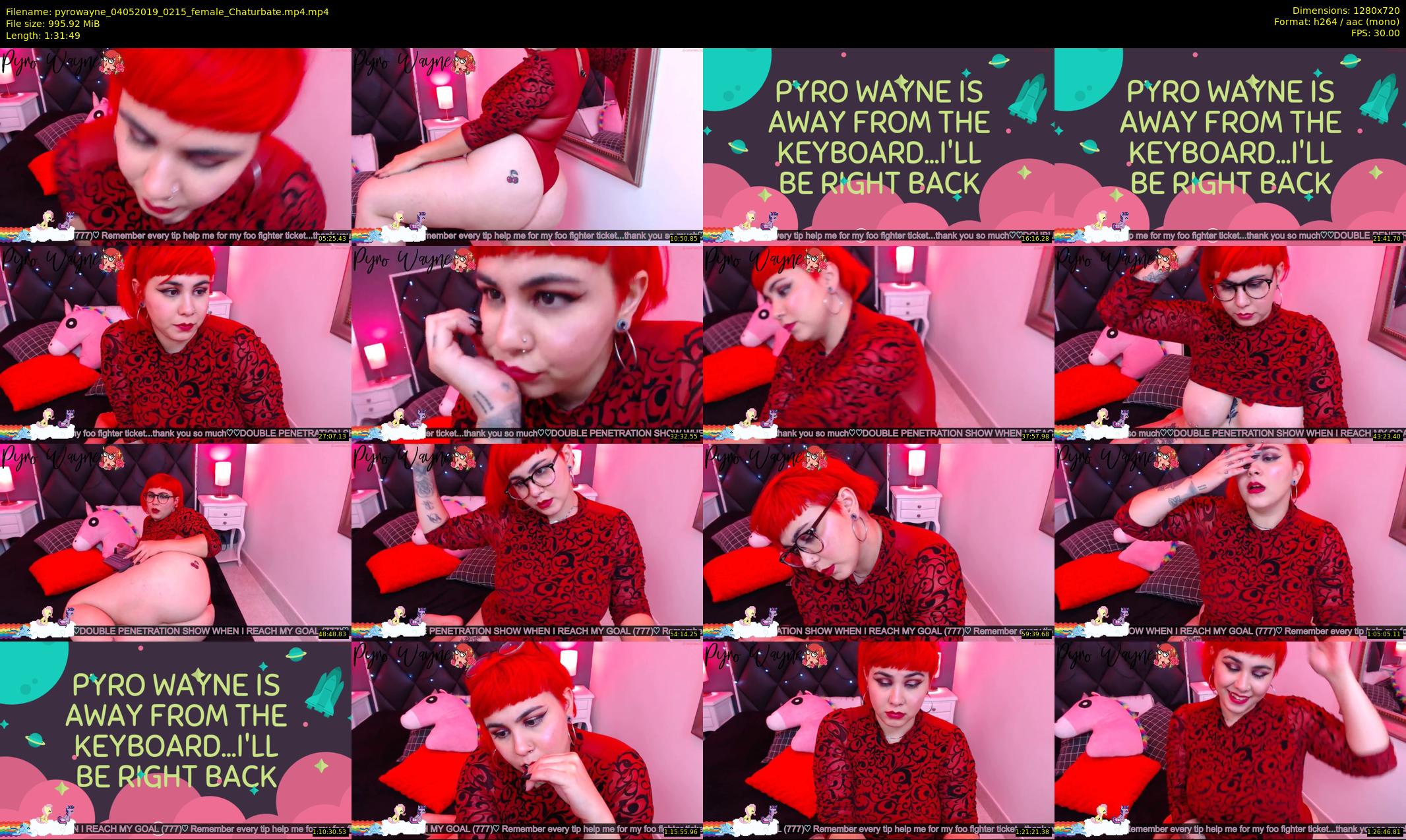 pyrowayne — 92 minute Chaturbate female cam show recording, 720p, May 4, 2019