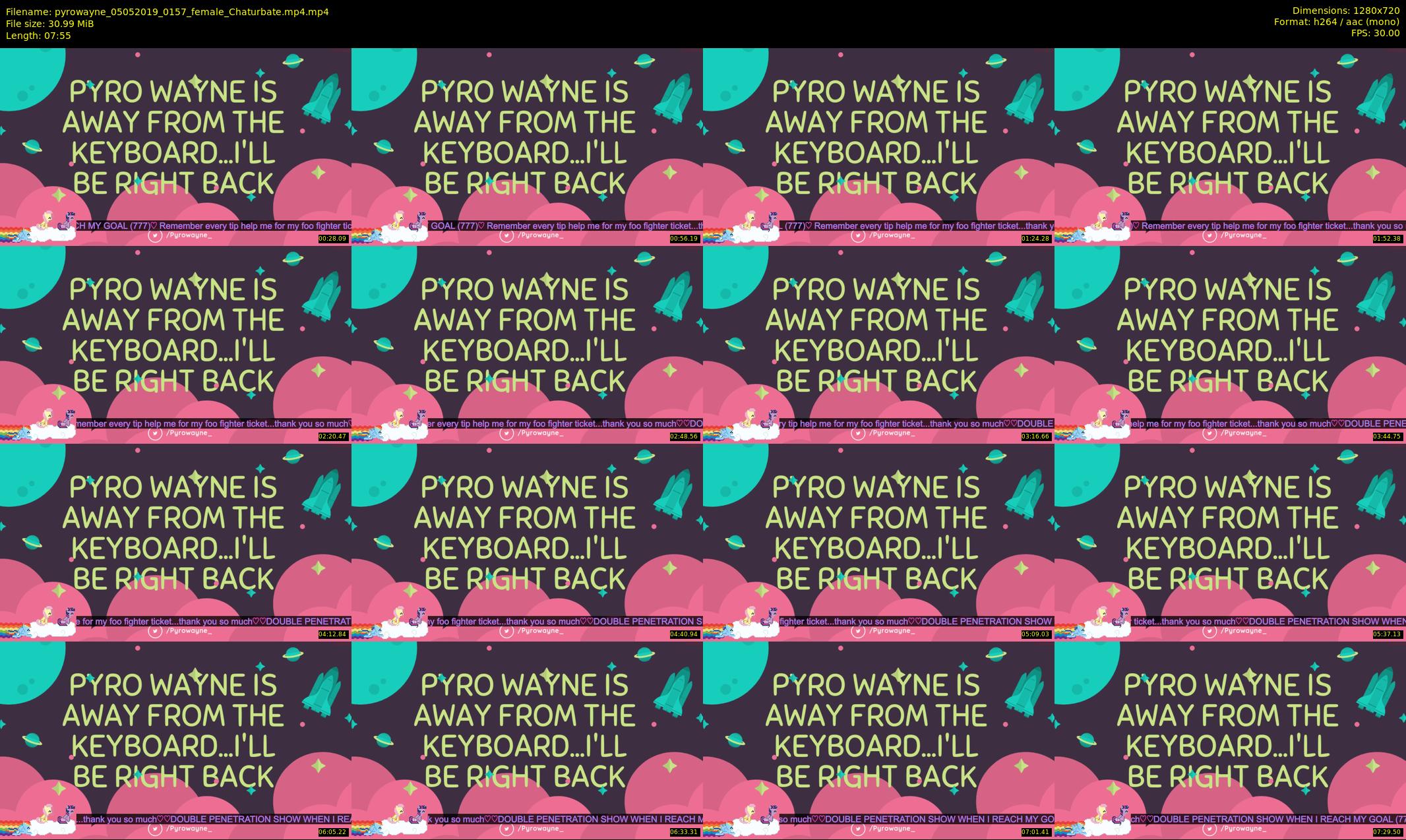 pyrowayne — 8 minute Chaturbate female cam show recording, 720p, May 5, 2019