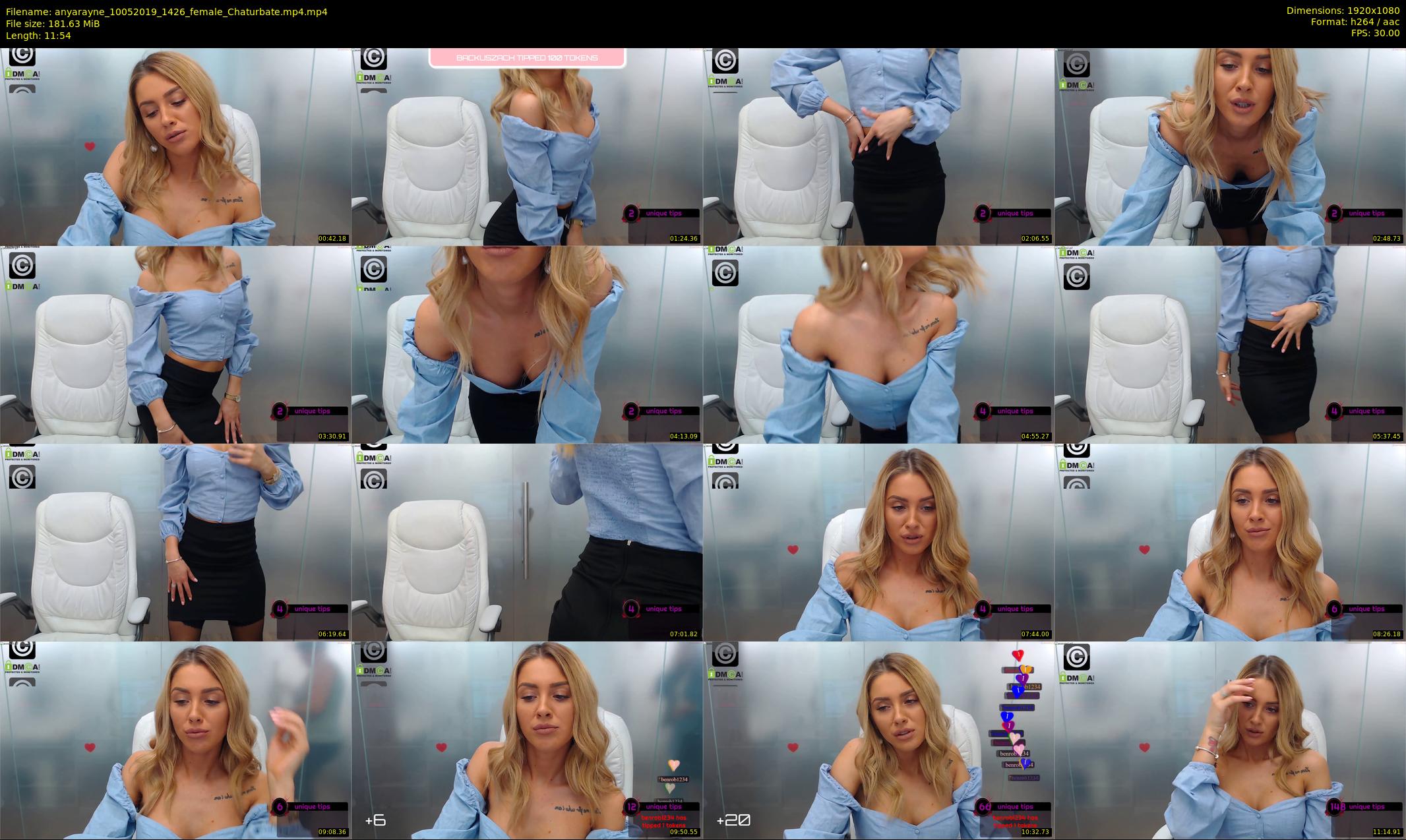 anyarayne — 12 minute Chaturbate female cam show recording, 1080p, May 10, 2019