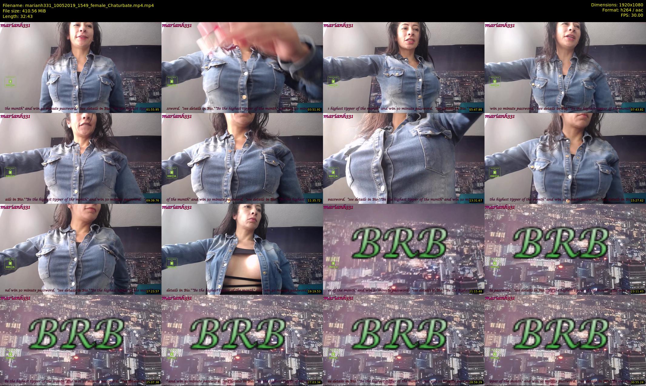 marianh331 — 33 minute Chaturbate female cam show recording, 1080p, May 10, 2019