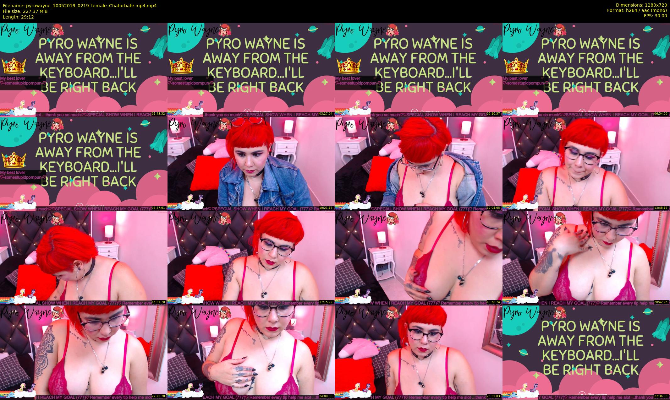 pyrowayne — 30 minute Chaturbate female cam show recording, 720p, May 10, 2019