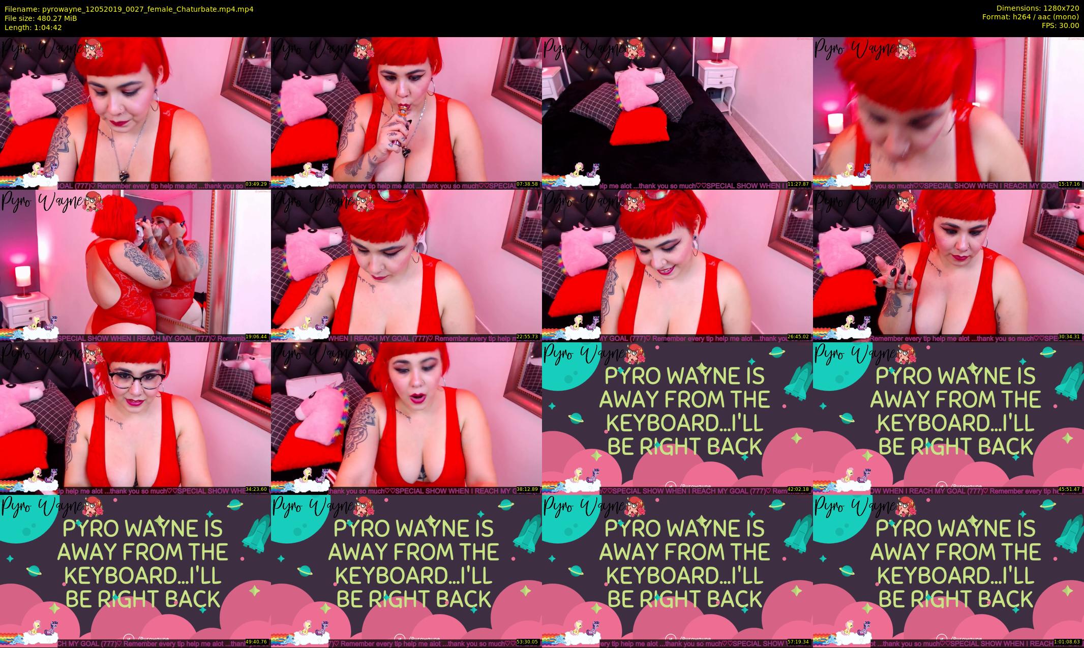 pyrowayne — 65 minute Chaturbate female cam show recording, 720p, May 12, 2019