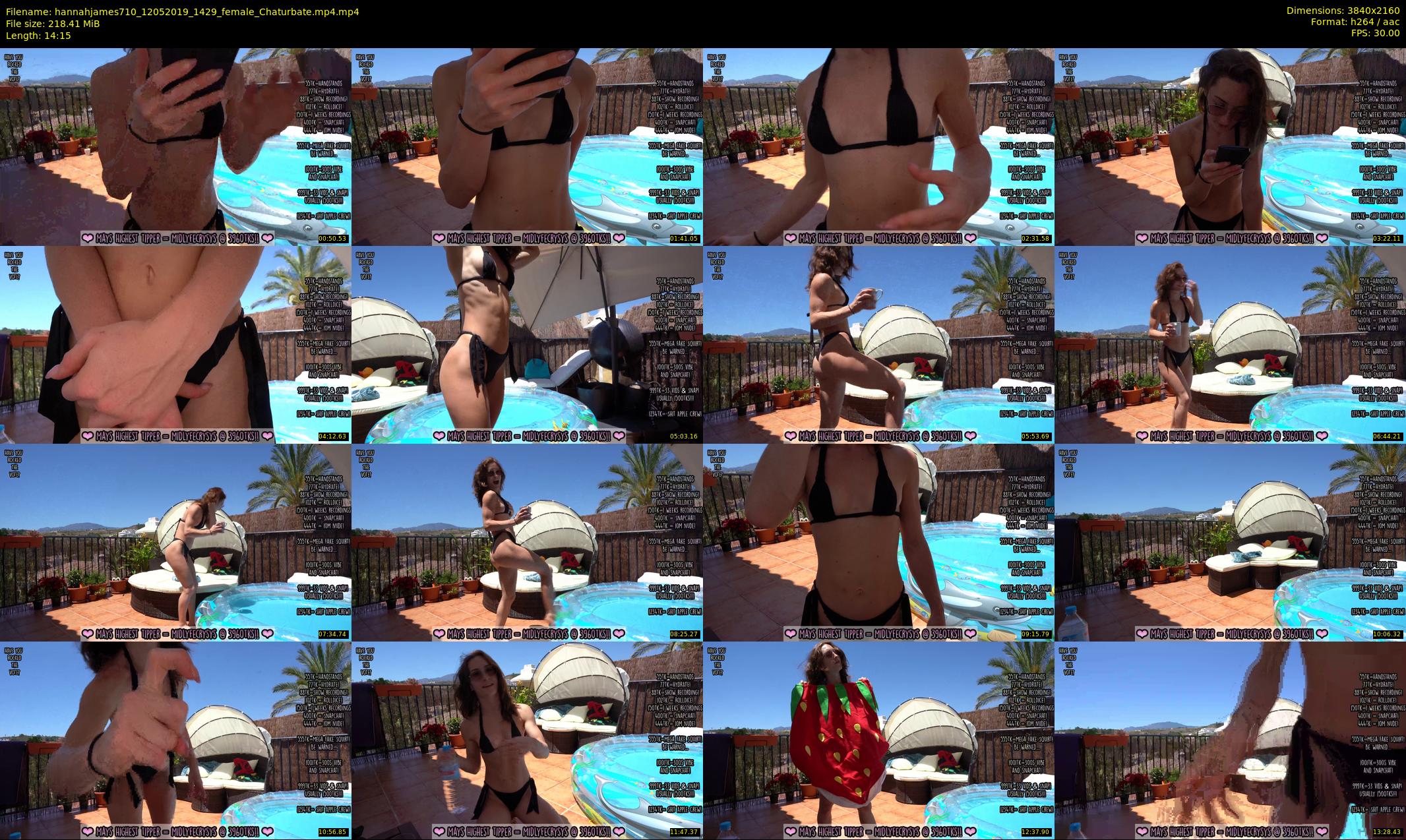 hannahjames710 — 15 minute Chaturbate female cam show recording, 4K, May 12, 2019