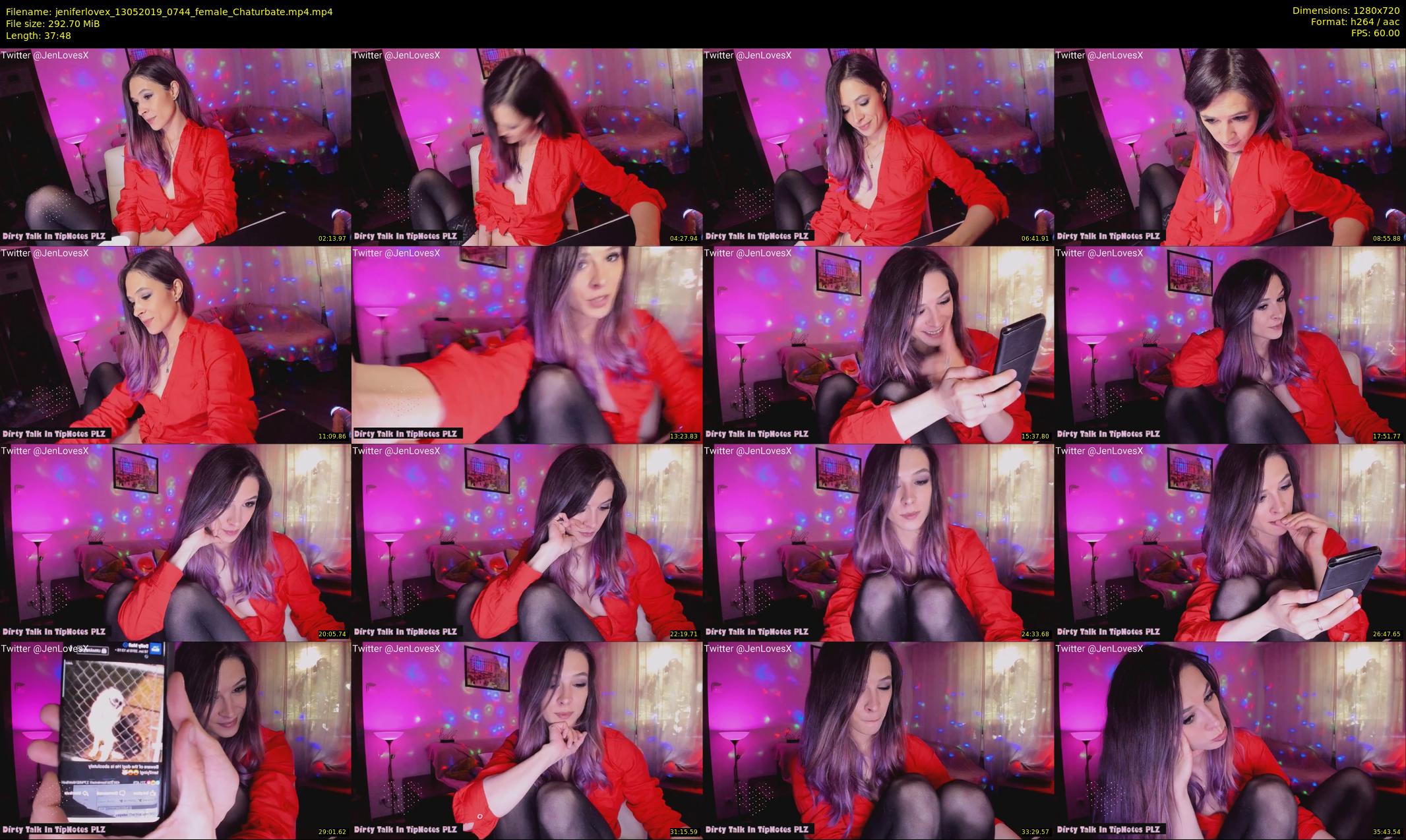 jeniferlovex — 38 minute Chaturbate female cam show recording, 720p, May 13, 2019