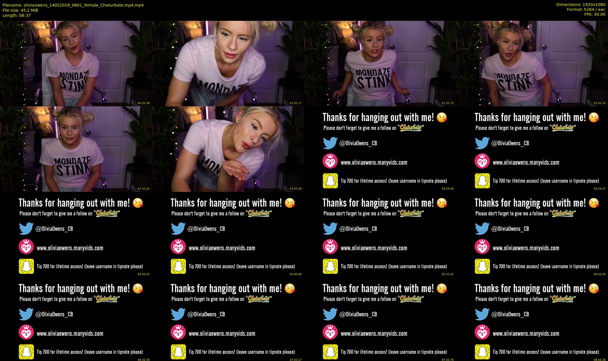 oliviaowens — 9 minute Chaturbate female cam show recording, 1080p, May 14, 2019