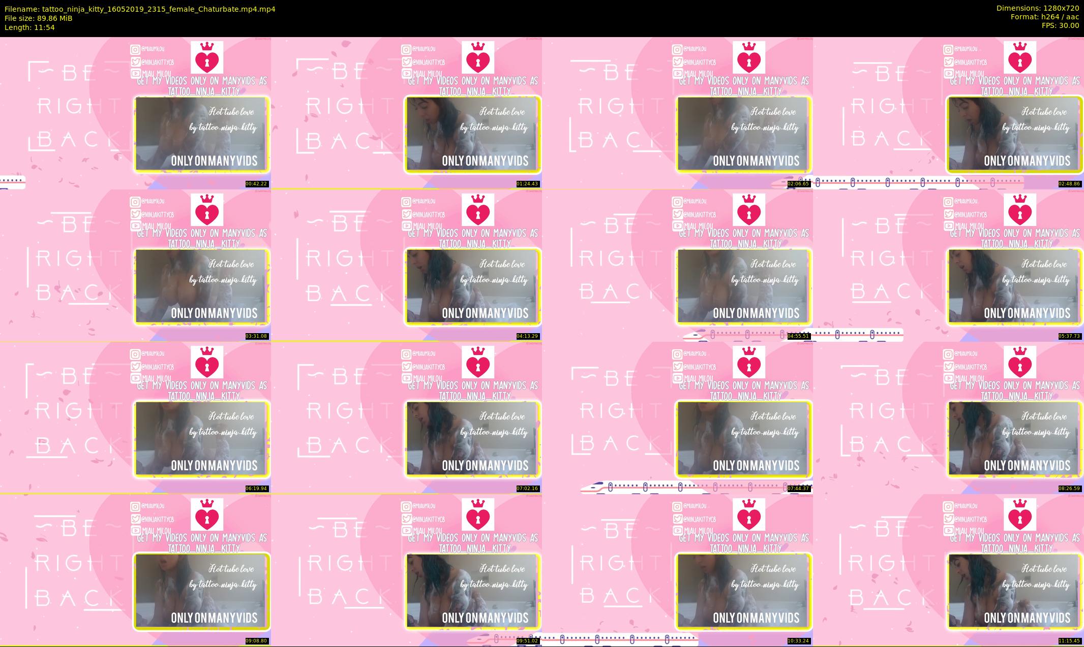 tattoo_ninja_kitty — 12 minute Chaturbate female cam show recording, 720p, May 16, 2019