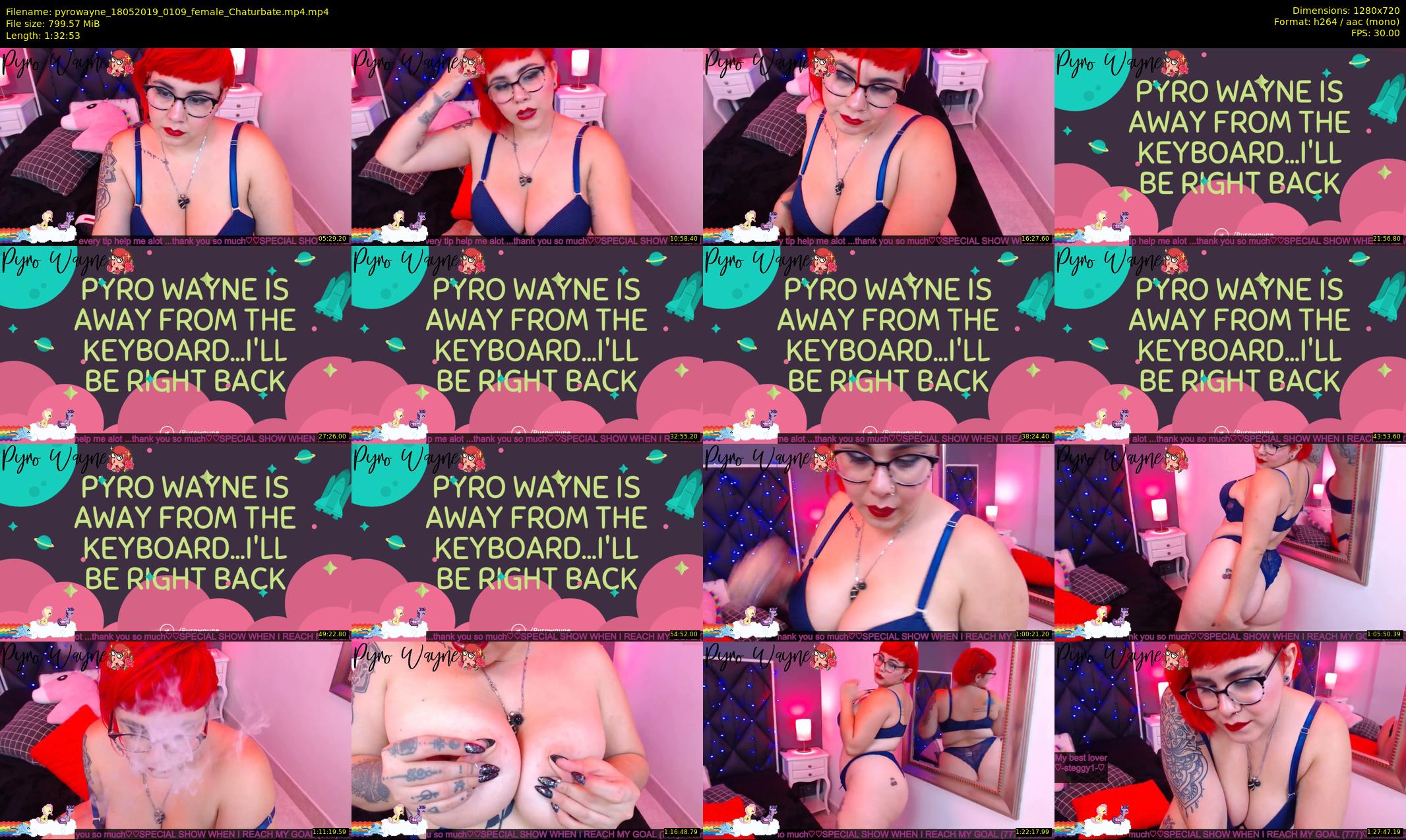 pyrowayne — 93 minute Chaturbate female cam show recording, 720p, May 18, 2019