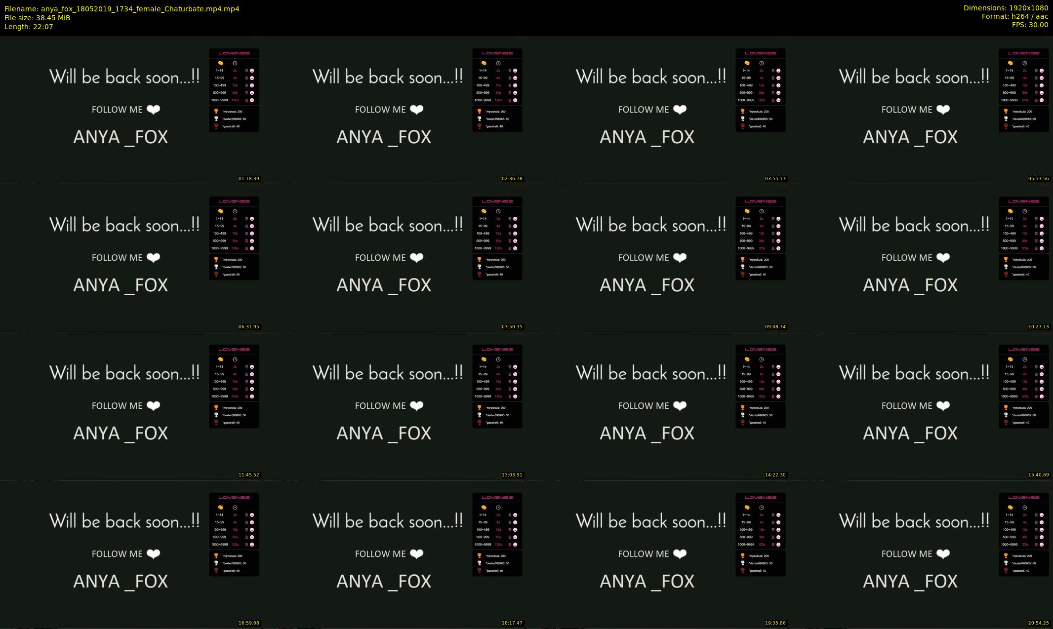 anya_fox — 23 minute Chaturbate female cam show recording, 1080p, May 18, 2019