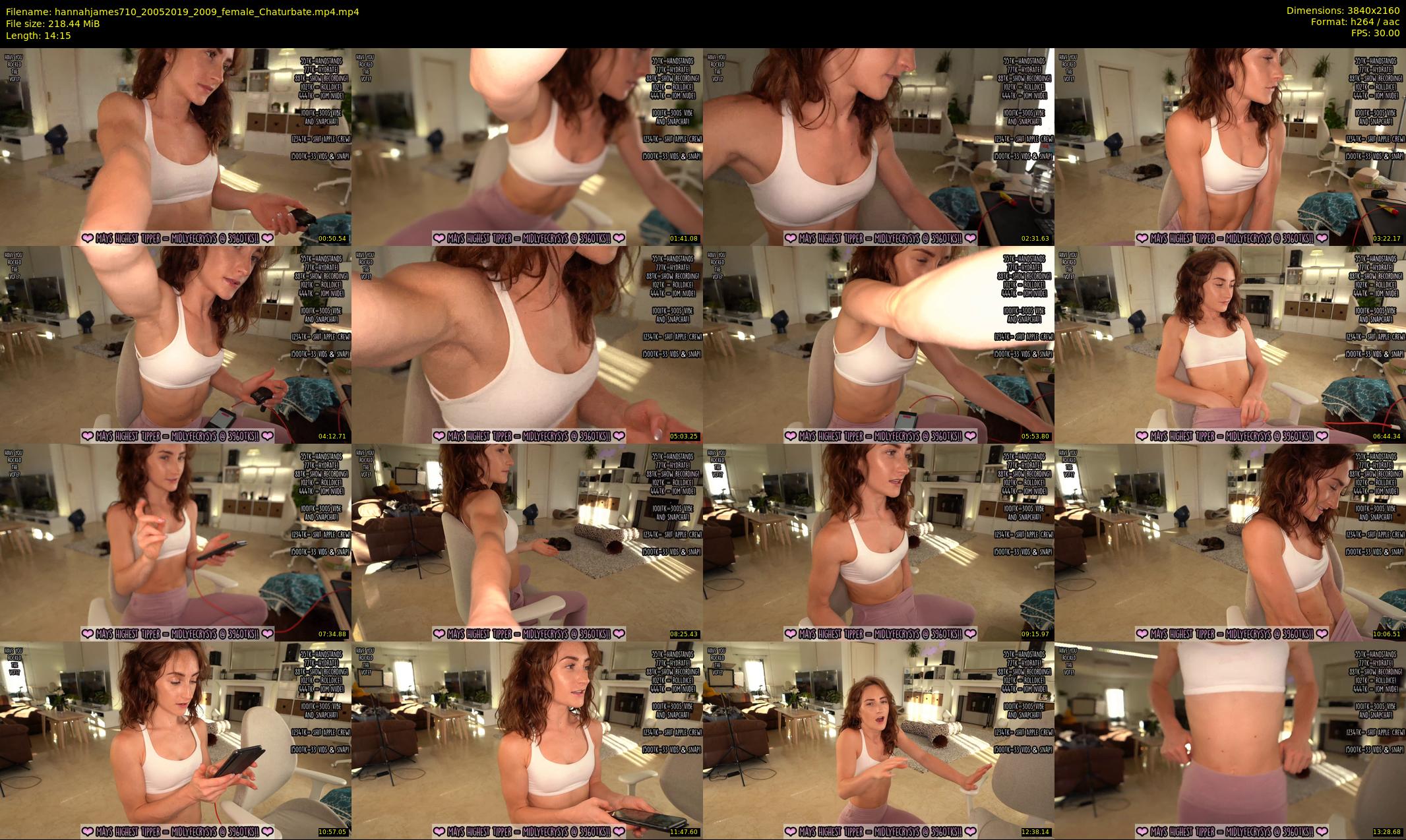 hannahjames710 — 15 minute Chaturbate female cam show recording, 4K, May 20, 2019