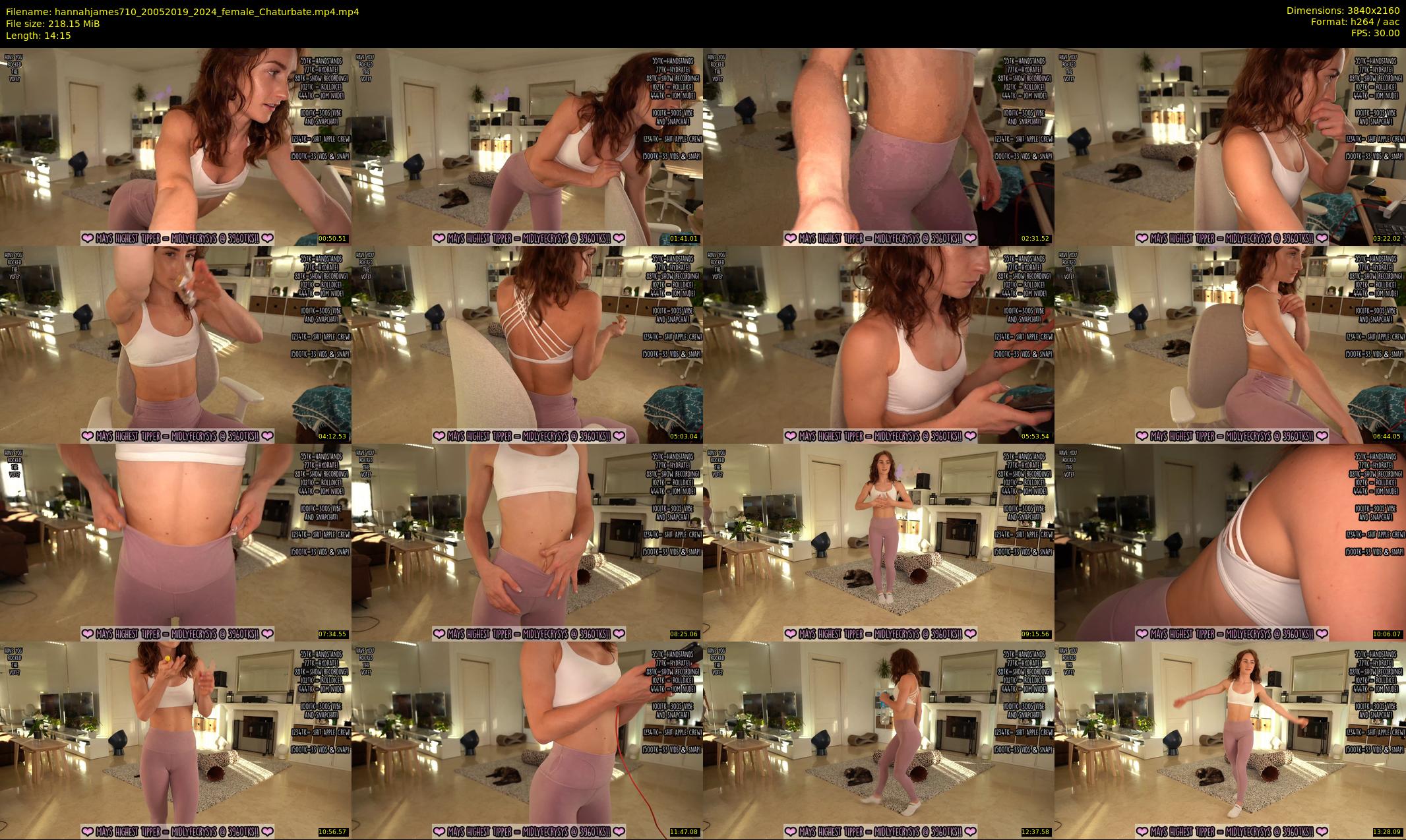 hannahjames710 — 15 minute Chaturbate female cam show recording, 4K, May 20, 2019
