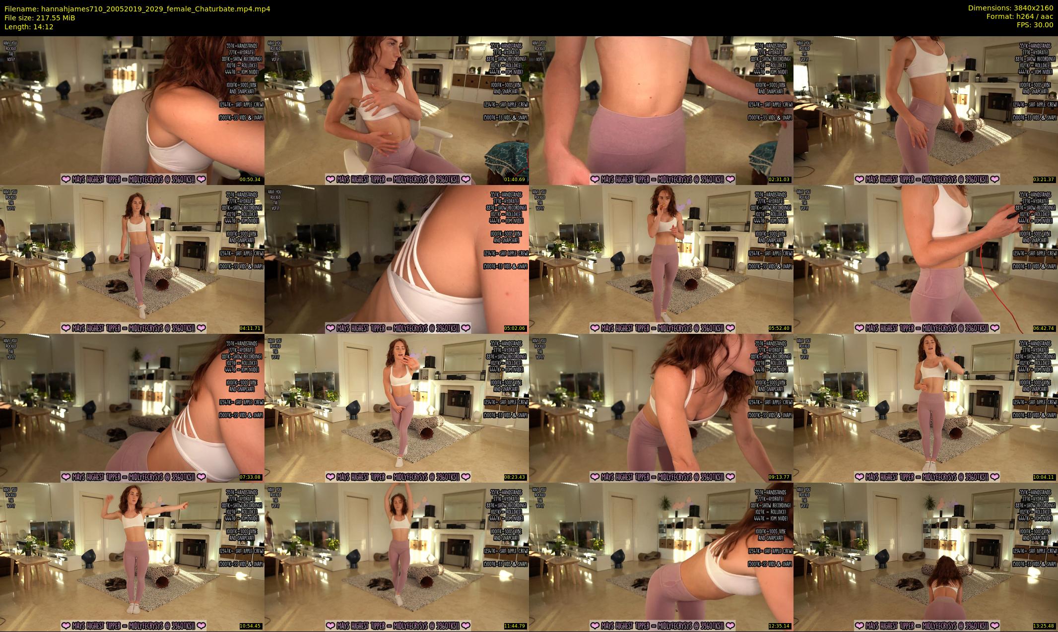hannahjames710 — 15 minute Chaturbate female cam show recording, 4K, May 20, 2019