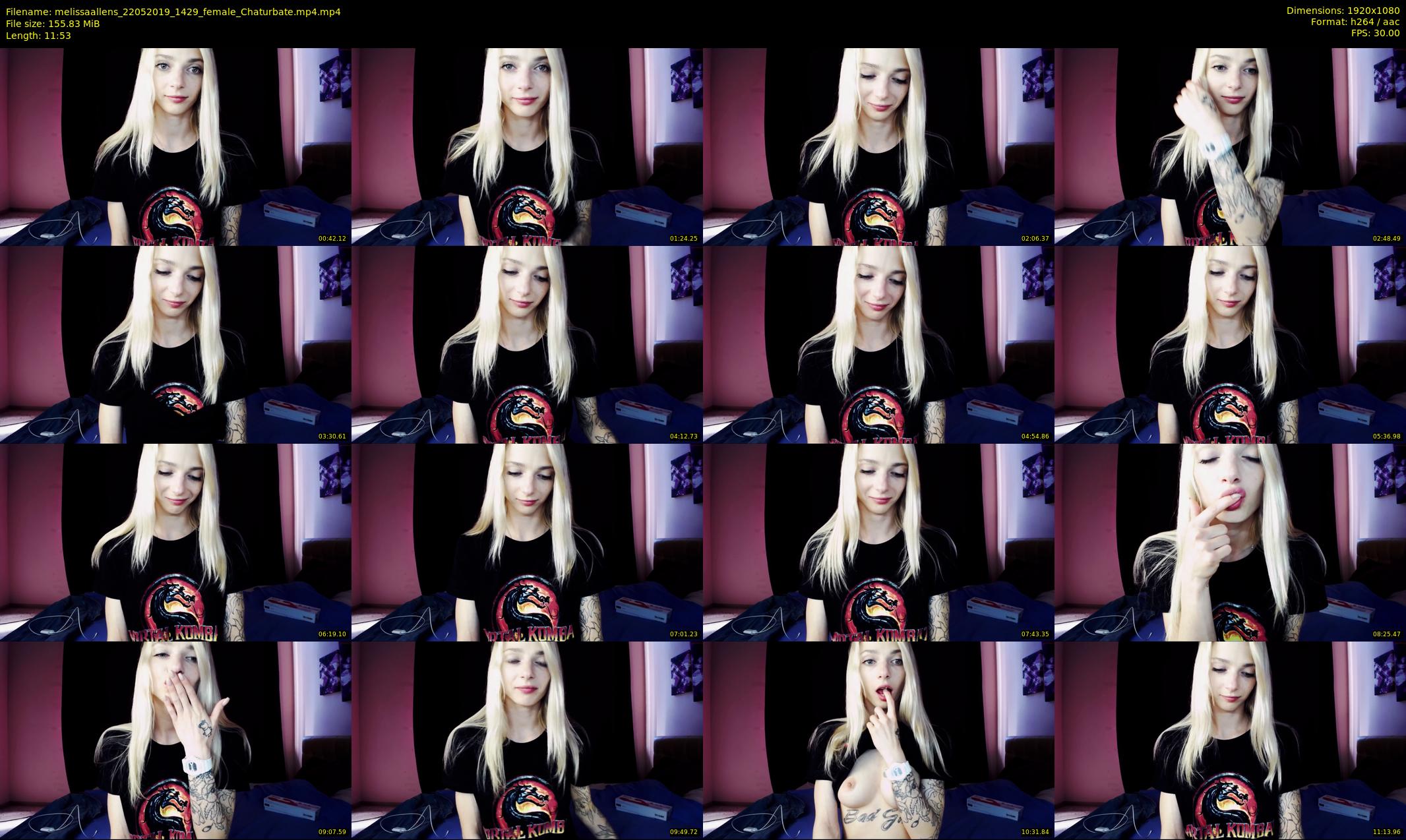 melissaallens — 12 minute Chaturbate female cam show recording, 1080p, May 22, 2019