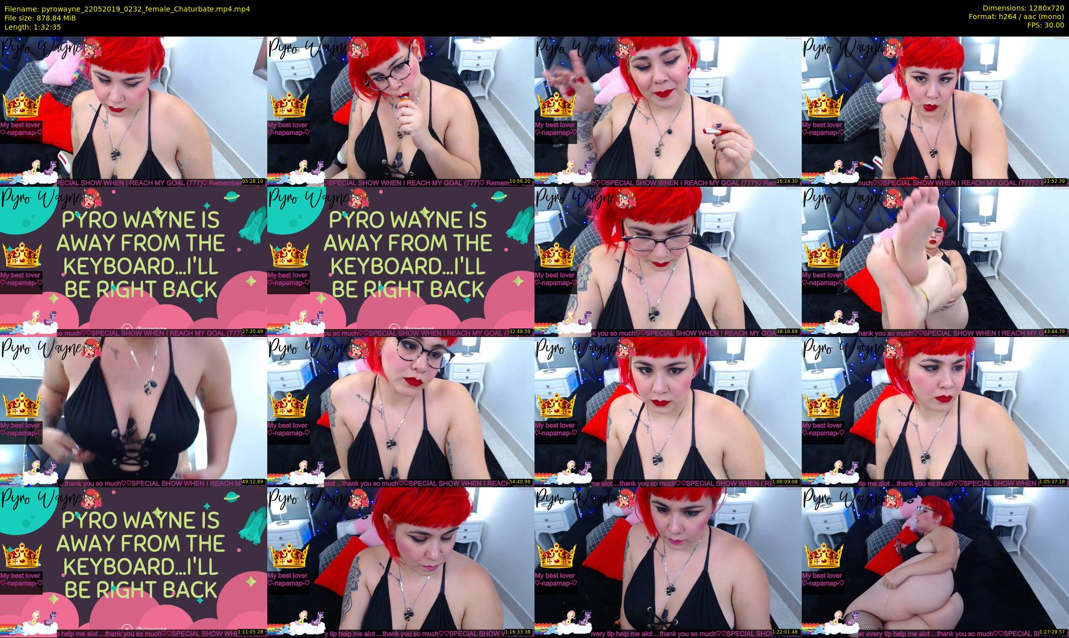 pyrowayne — 93 minute Chaturbate female cam show recording, 720p, May 22, 2019