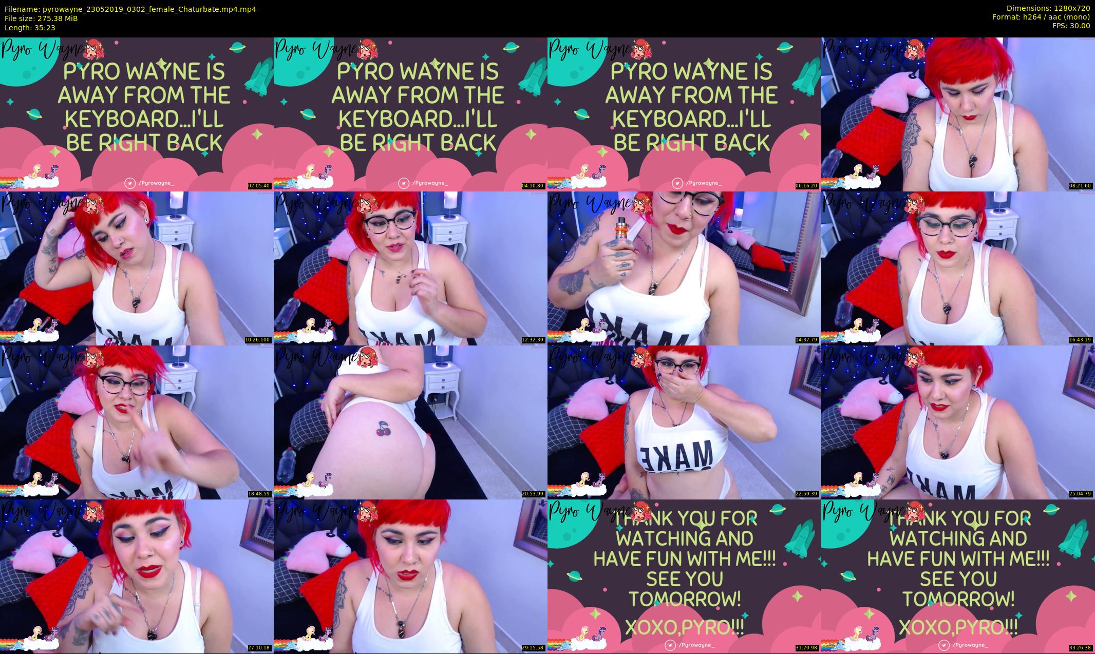 pyrowayne — 36 minute Chaturbate female cam show recording, 720p, May 23, 2019
