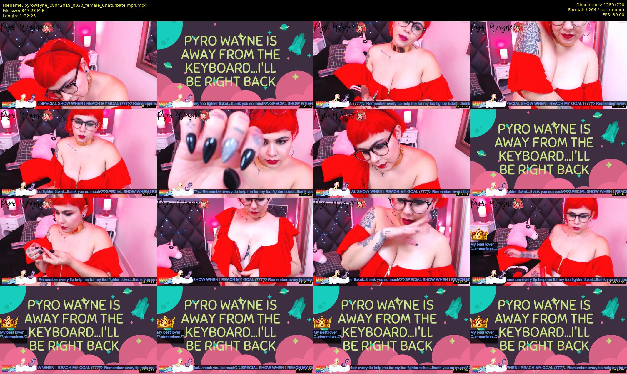 pyrowayne — 93 minute Chaturbate female cam show recording, 720p, Apr 28, 2019