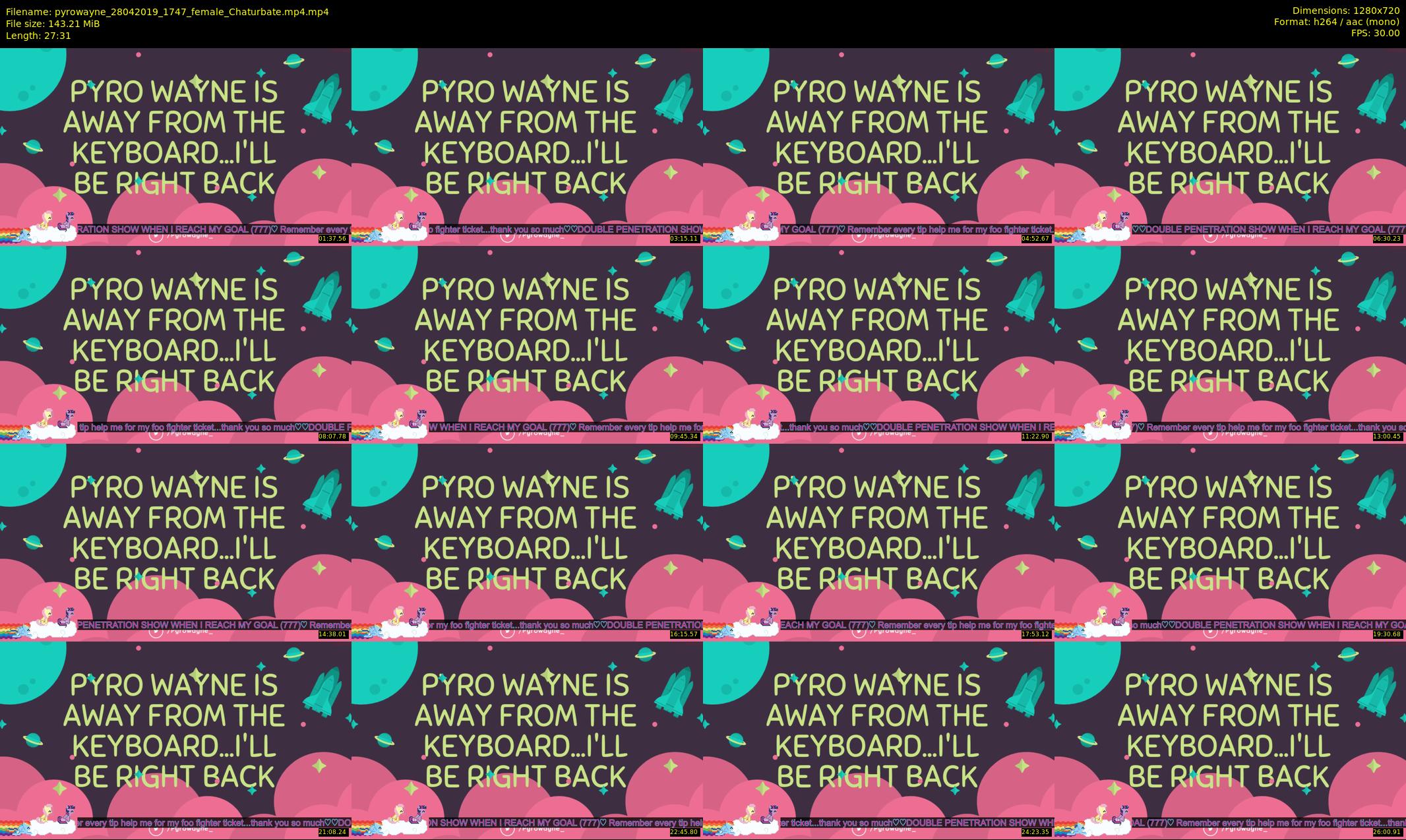 pyrowayne — 28 minute Chaturbate female cam show recording, 720p, Apr 28, 2019