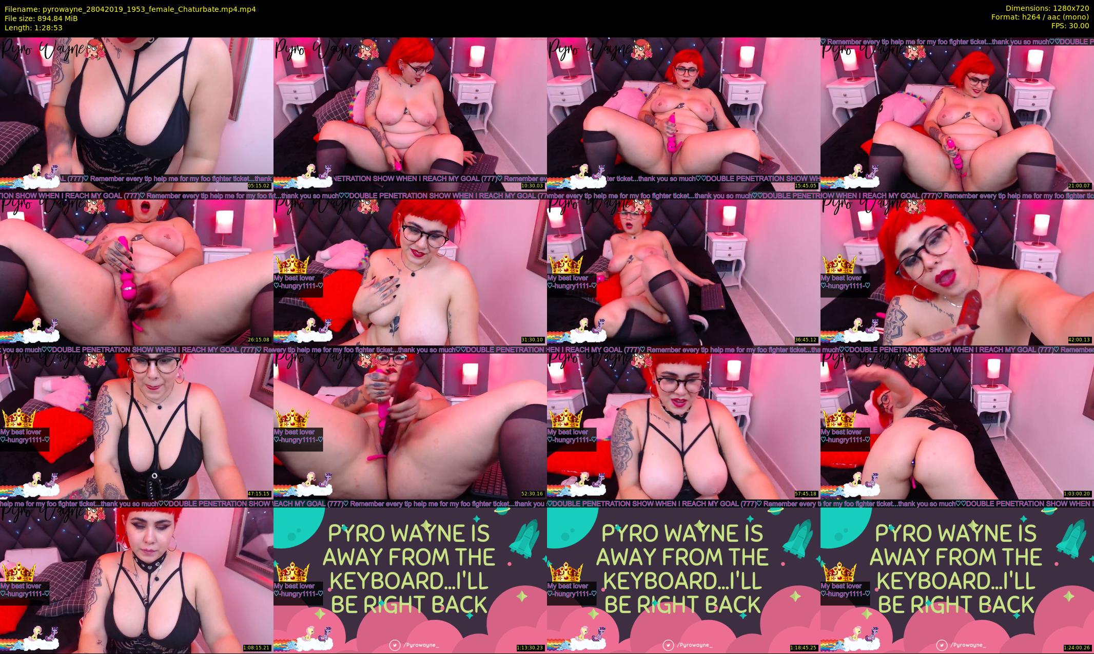 pyrowayne — 89 minute Chaturbate female cam show recording, 720p, Apr 28, 2019