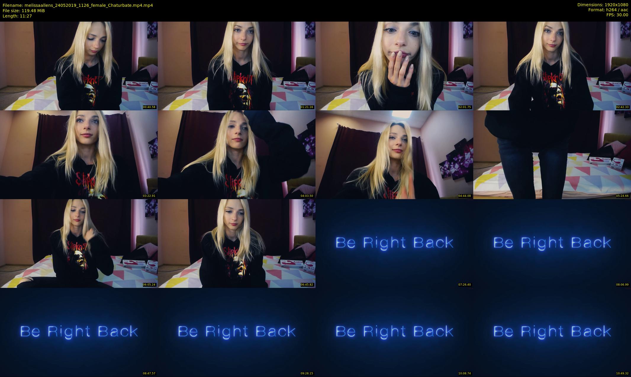 melissaallens — 12 minute Chaturbate female cam show recording, 1080p, May 24, 2019