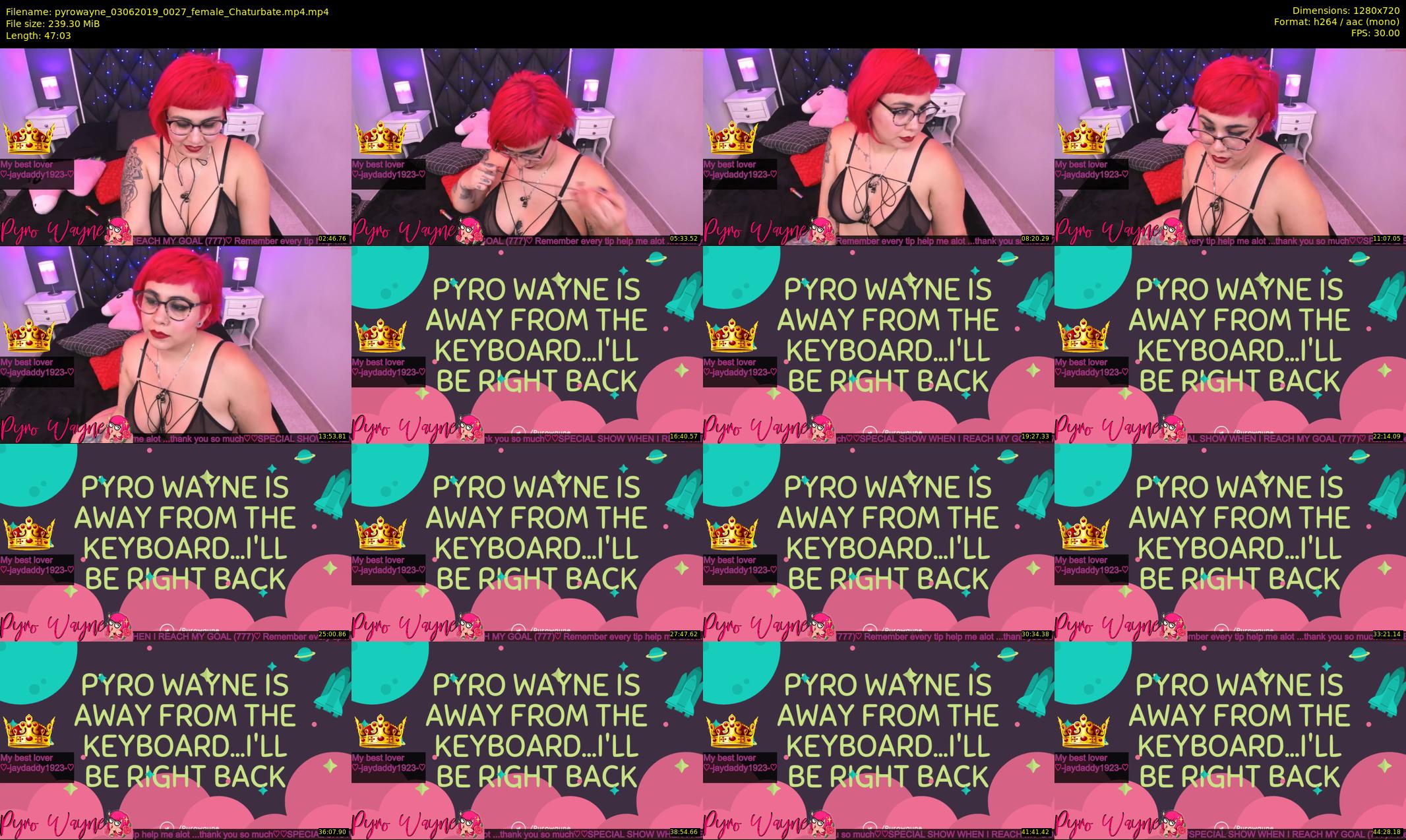 pyrowayne — 48 minute Chaturbate female cam show recording, 720p, Jun 3, 2019
