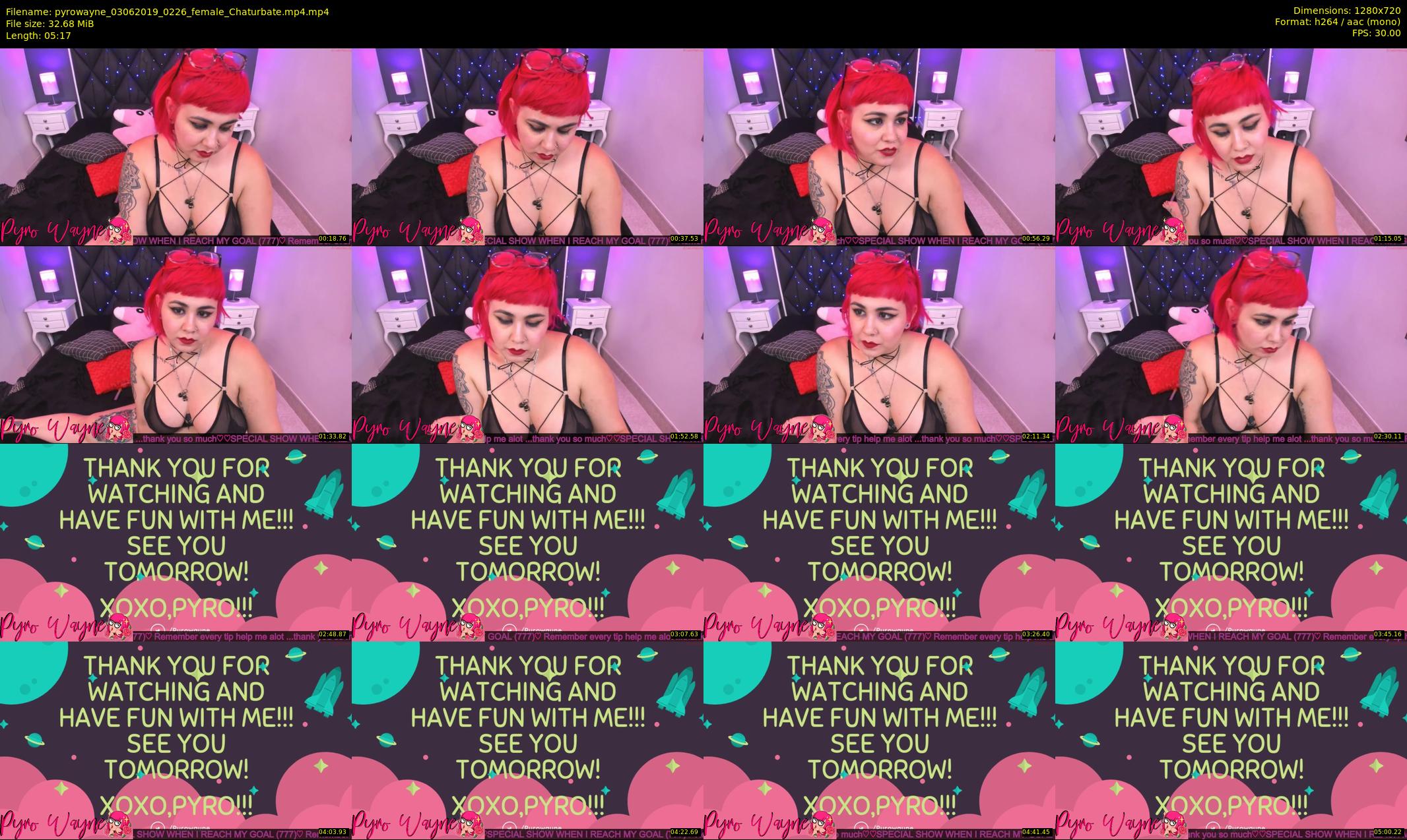 pyrowayne — 6 minute Chaturbate female cam show recording, 720p, Jun 3, 2019