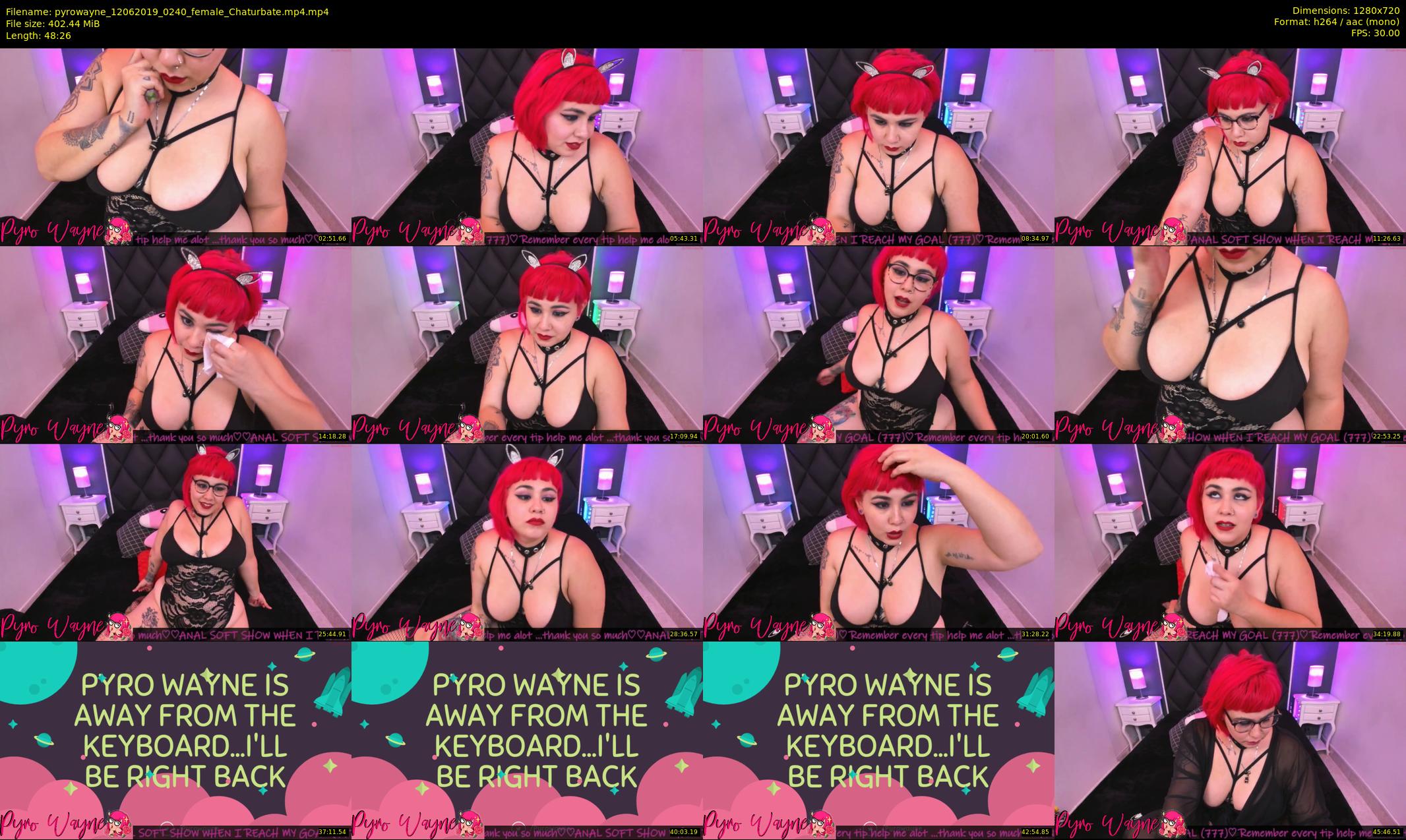 pyrowayne — 49 minute Chaturbate female cam show recording, 720p, Jun 12, 2019