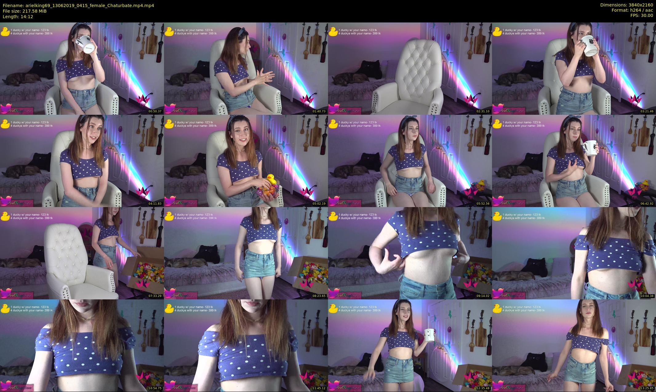 arielking69 — 15 minute Chaturbate female cam show recording, 4K, Jun 13, 2019
