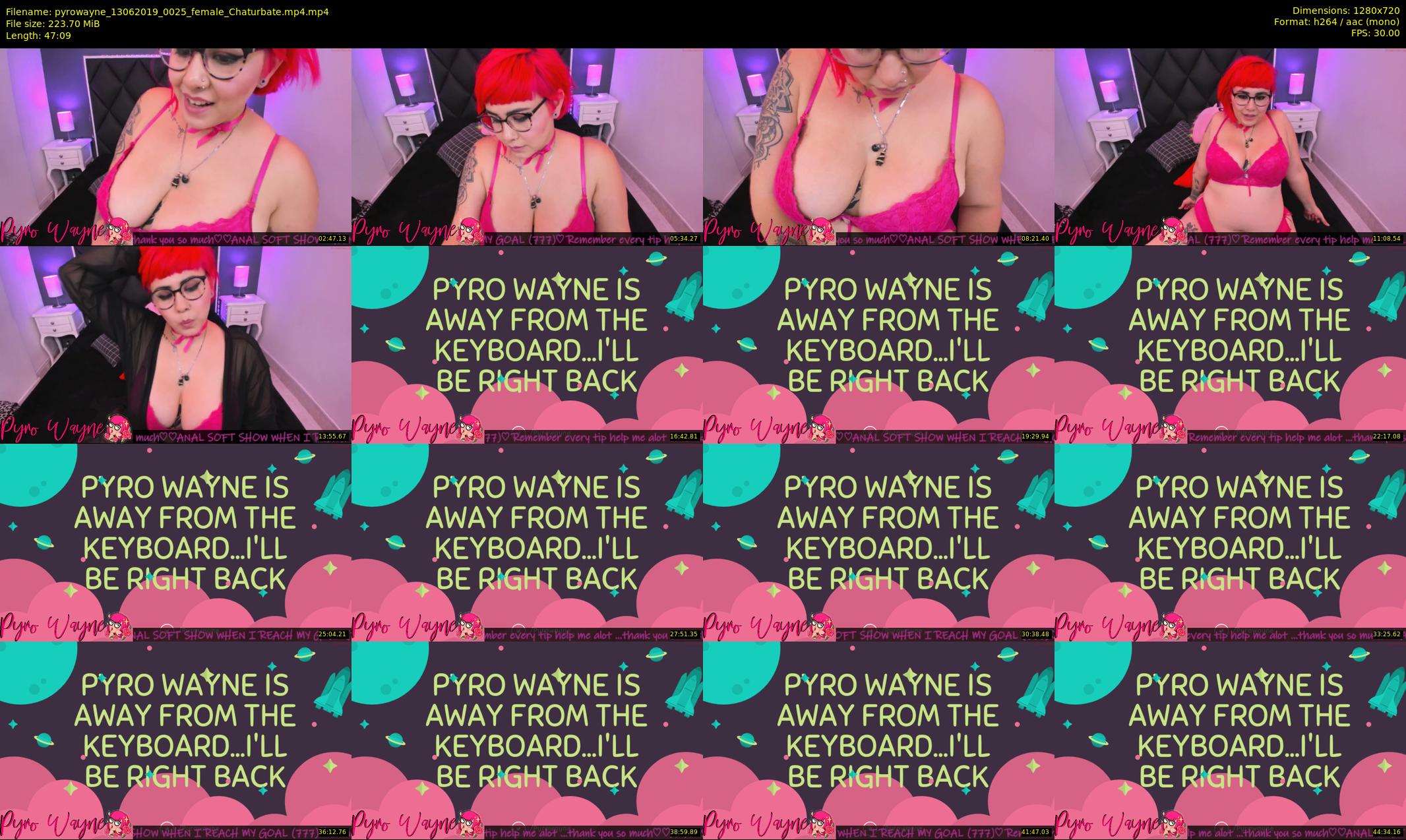 pyrowayne — 48 minute Chaturbate female cam show recording, 720p, Jun 13, 2019