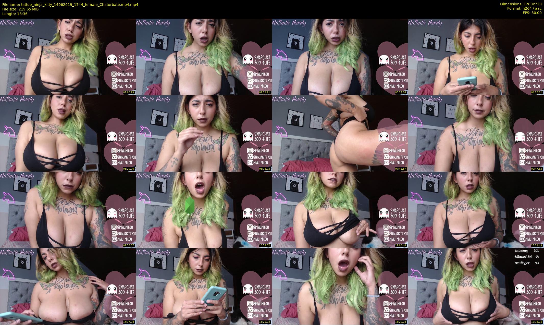 tattoo_ninja_kitty — 19 minute Chaturbate female cam show recording, 720p, Jun 14, 2019