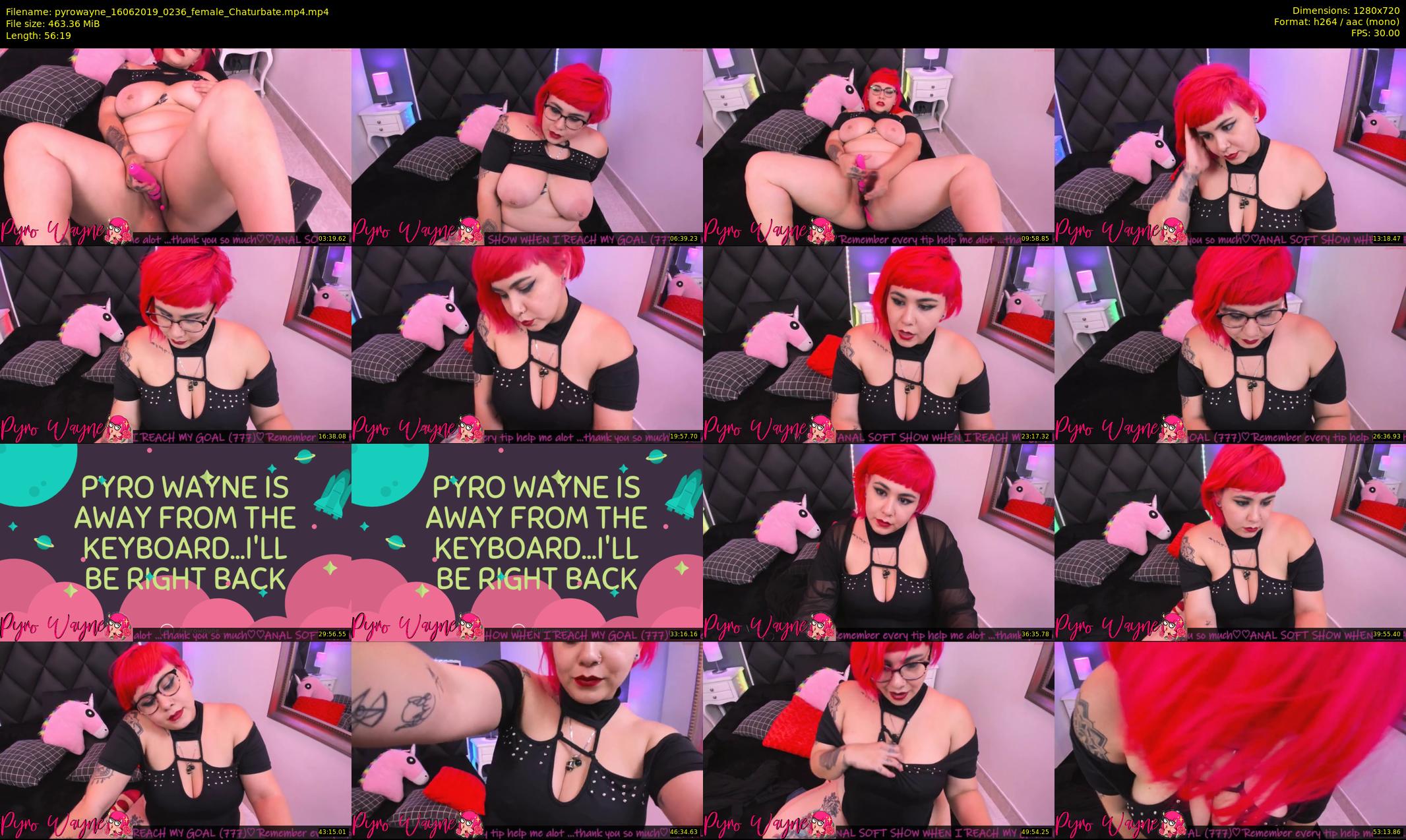 pyrowayne — 57 minute Chaturbate female cam show recording, 720p, Jun 16, 2019