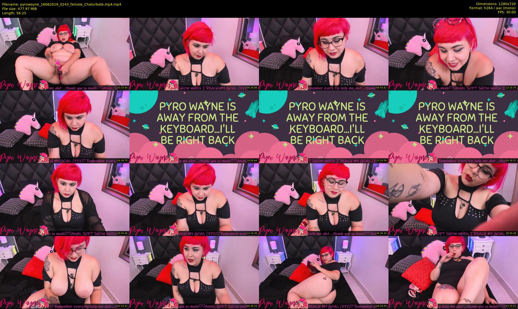 pyrowayne — 57 minute Chaturbate female cam show recording, 720p, Jun 16, 2019